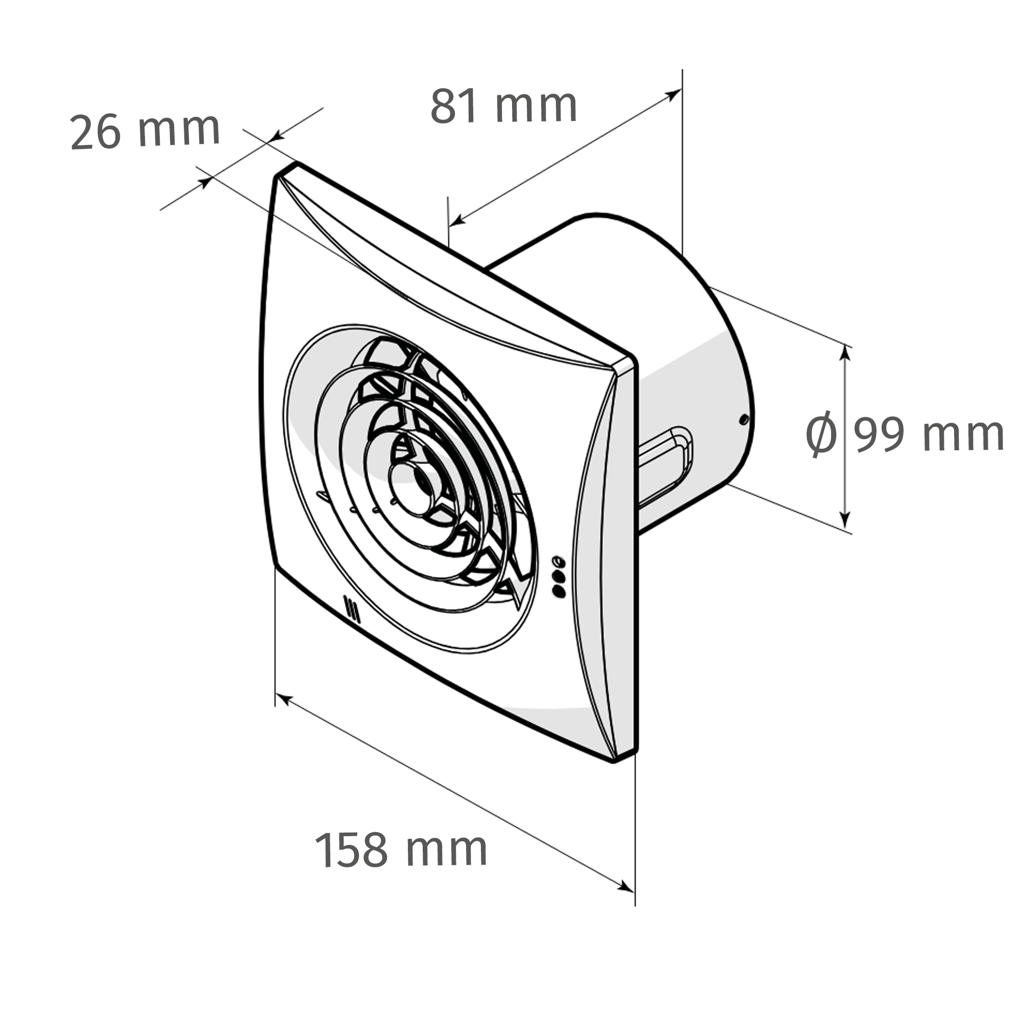Axialventilator 'WDNLF Q100' Ø 100 mm mit Nachlauf und Feuchtesensor