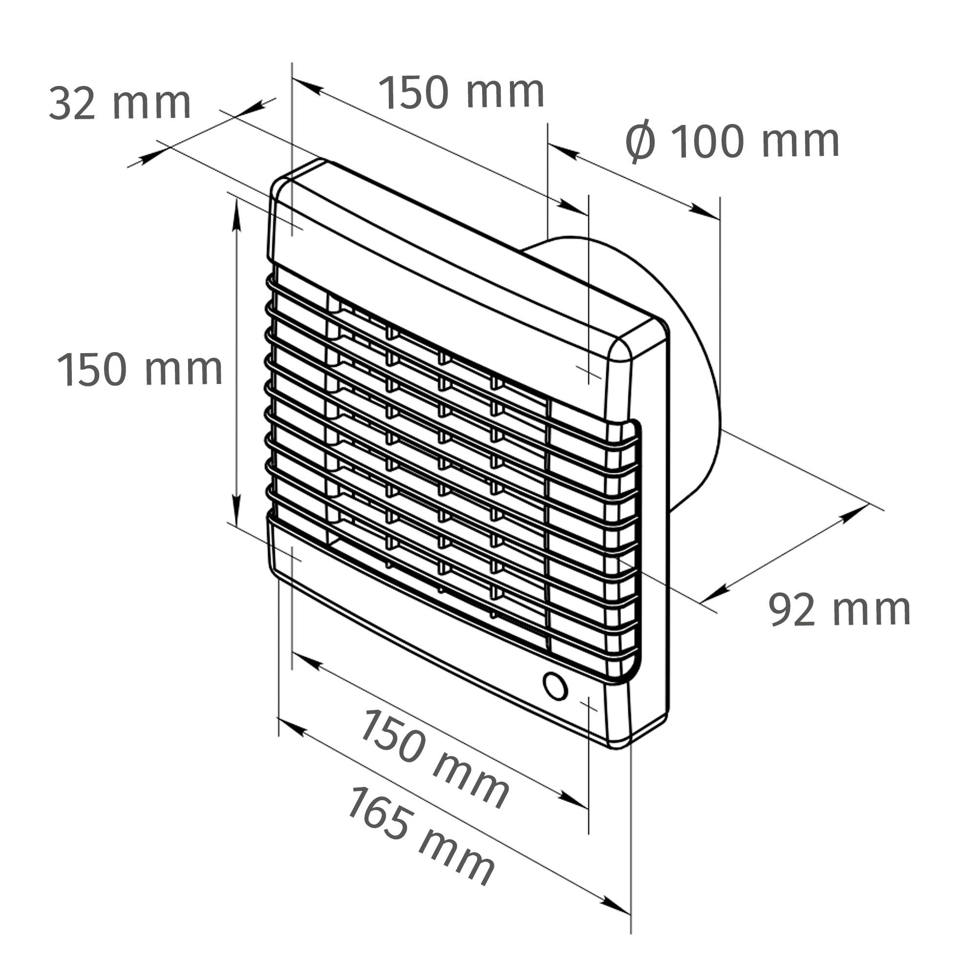 Axialventilator 'WDNLF B100' Ø 100 mm mit Nachlauf und Feuchtesensor