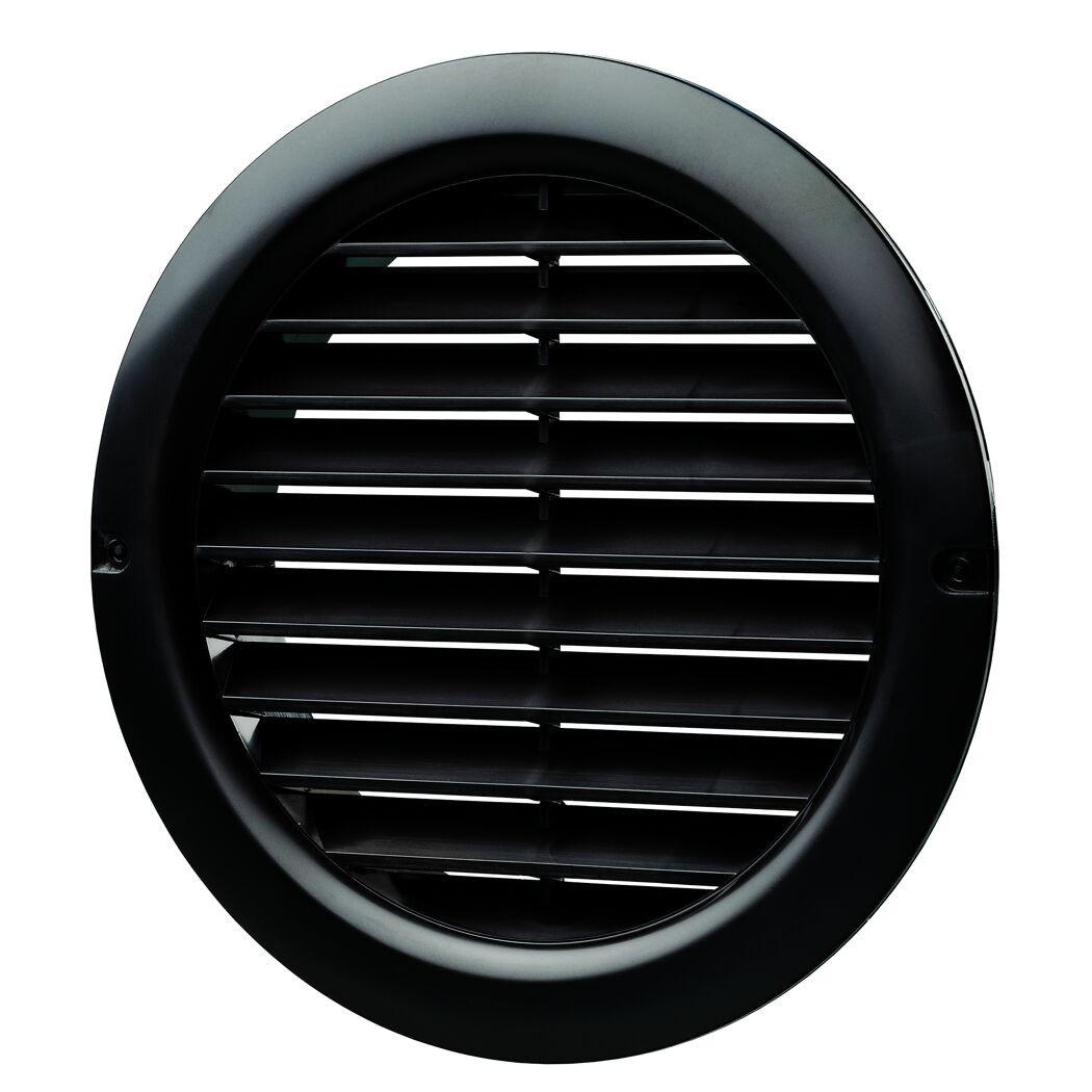 Lüftungsgitter Ø 125 mm schwarz, mit Insektenschutzgitter