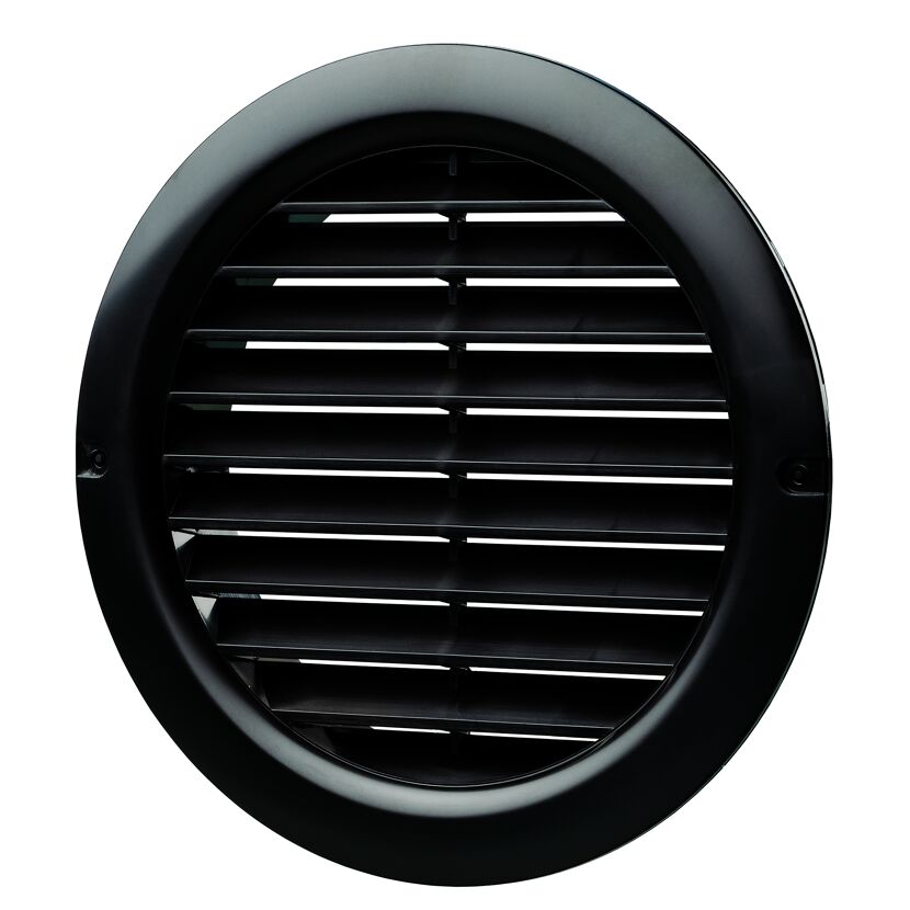 Lüftungsgitter Ø 125 mm schwarz, mit Insektenschutzgitter
