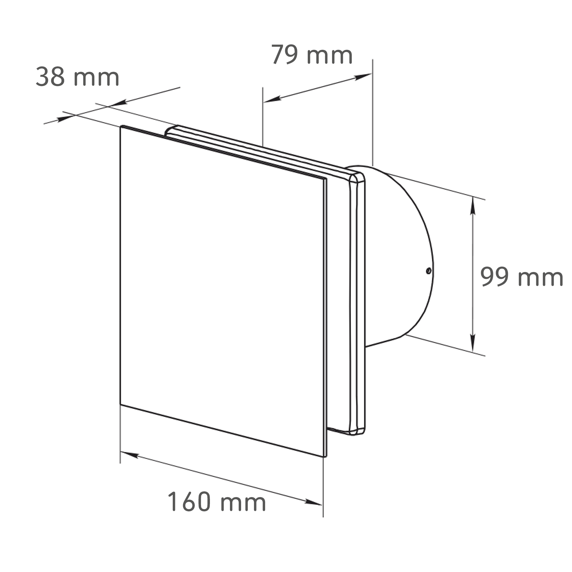 Axialventilator Glas 'WDNLF D100' Ø 100 mm mit Nachlauf und Feuchtesensor