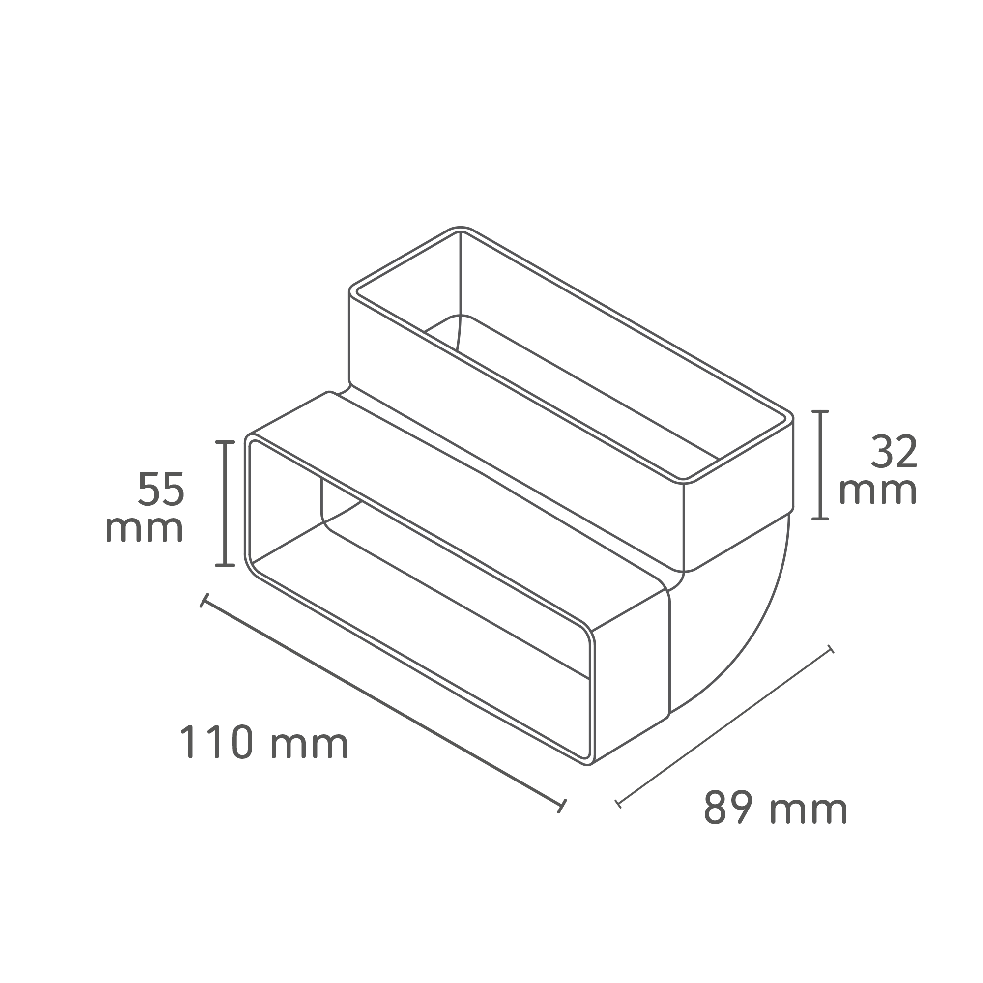 Flachkanalbogen 90° senkrecht, 110 x 55 mm