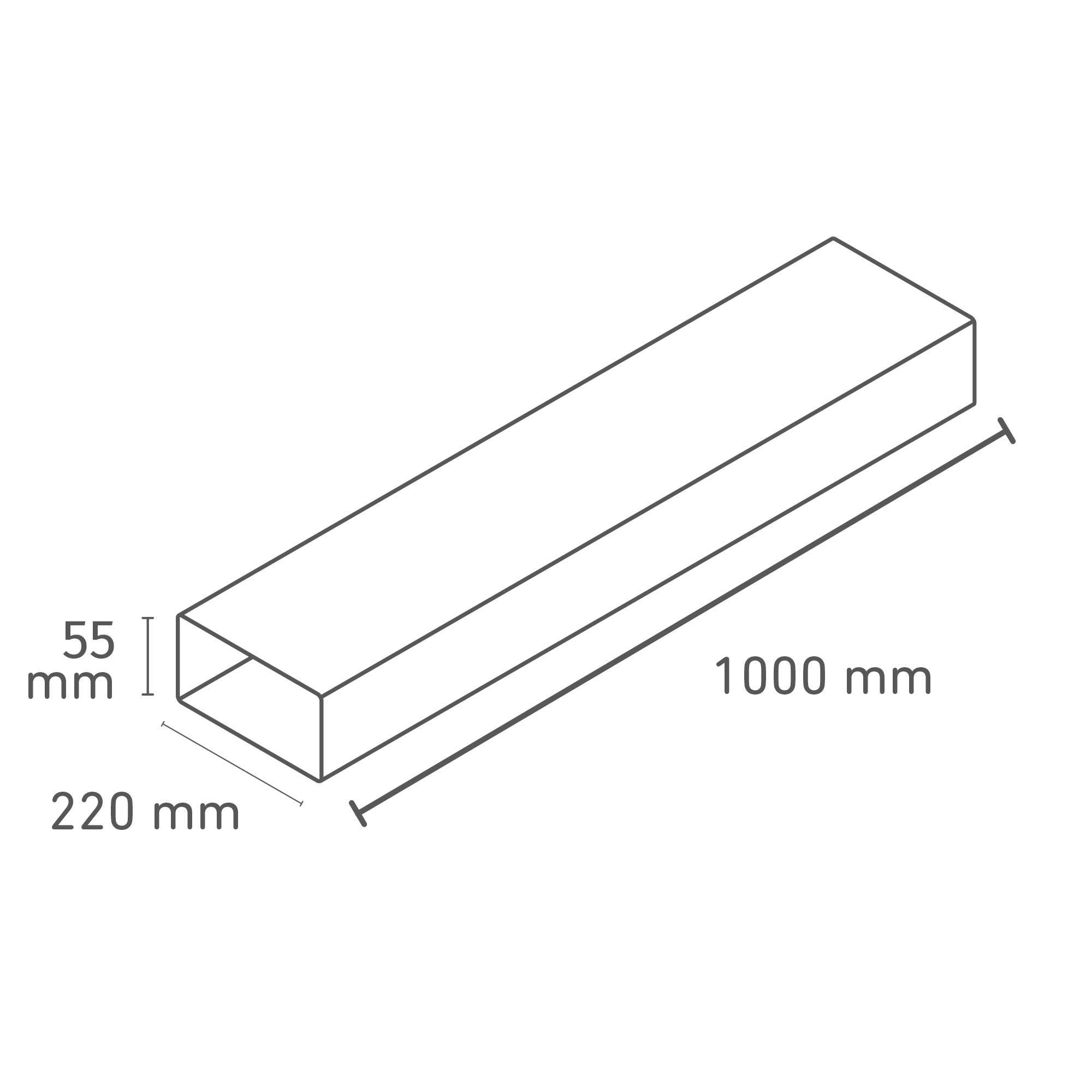 Flachkanal 220 x 55 x 1000 mm