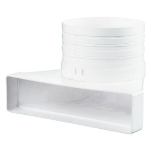 Verbinder Rundrohr auf Flachkanal 90° senkrecht, Ø 125 / 220 x 55 mm