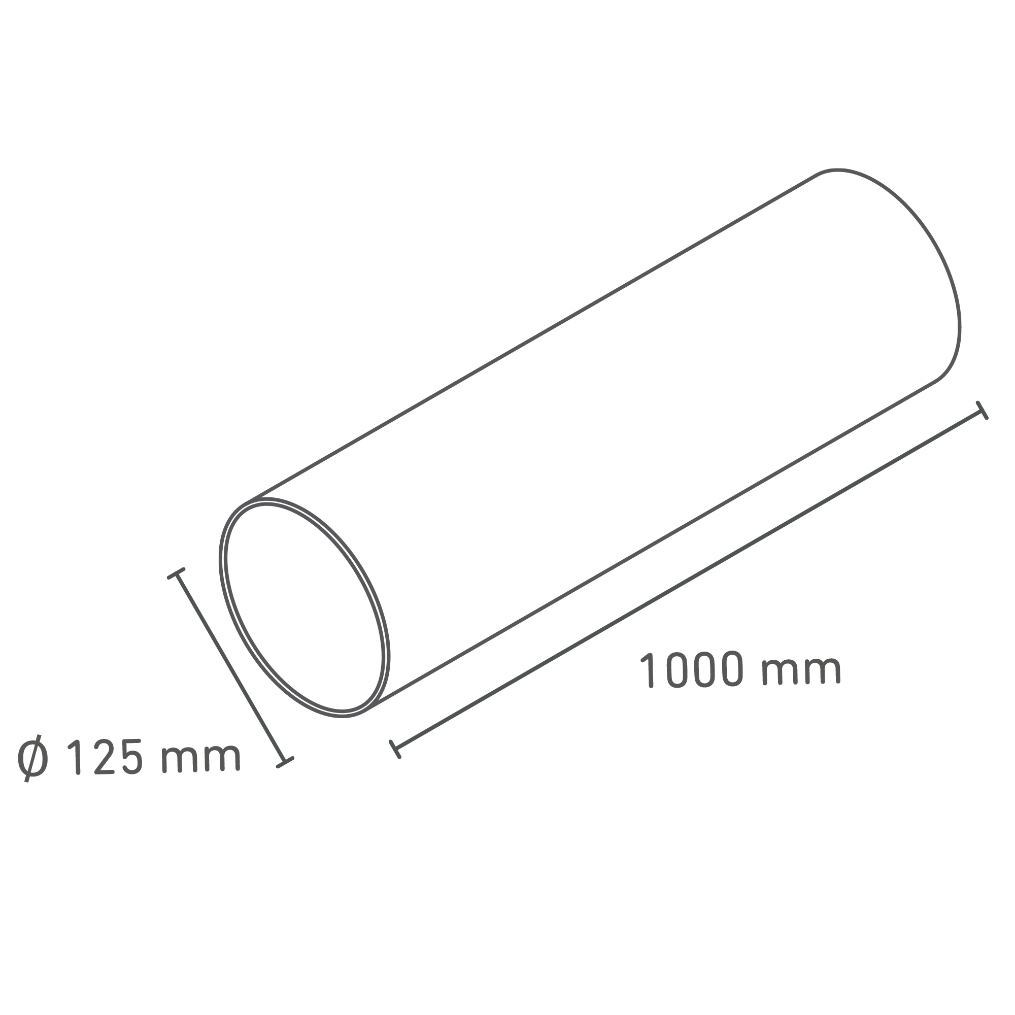 Lüftungsrohr Ø 125 x 1000 mm