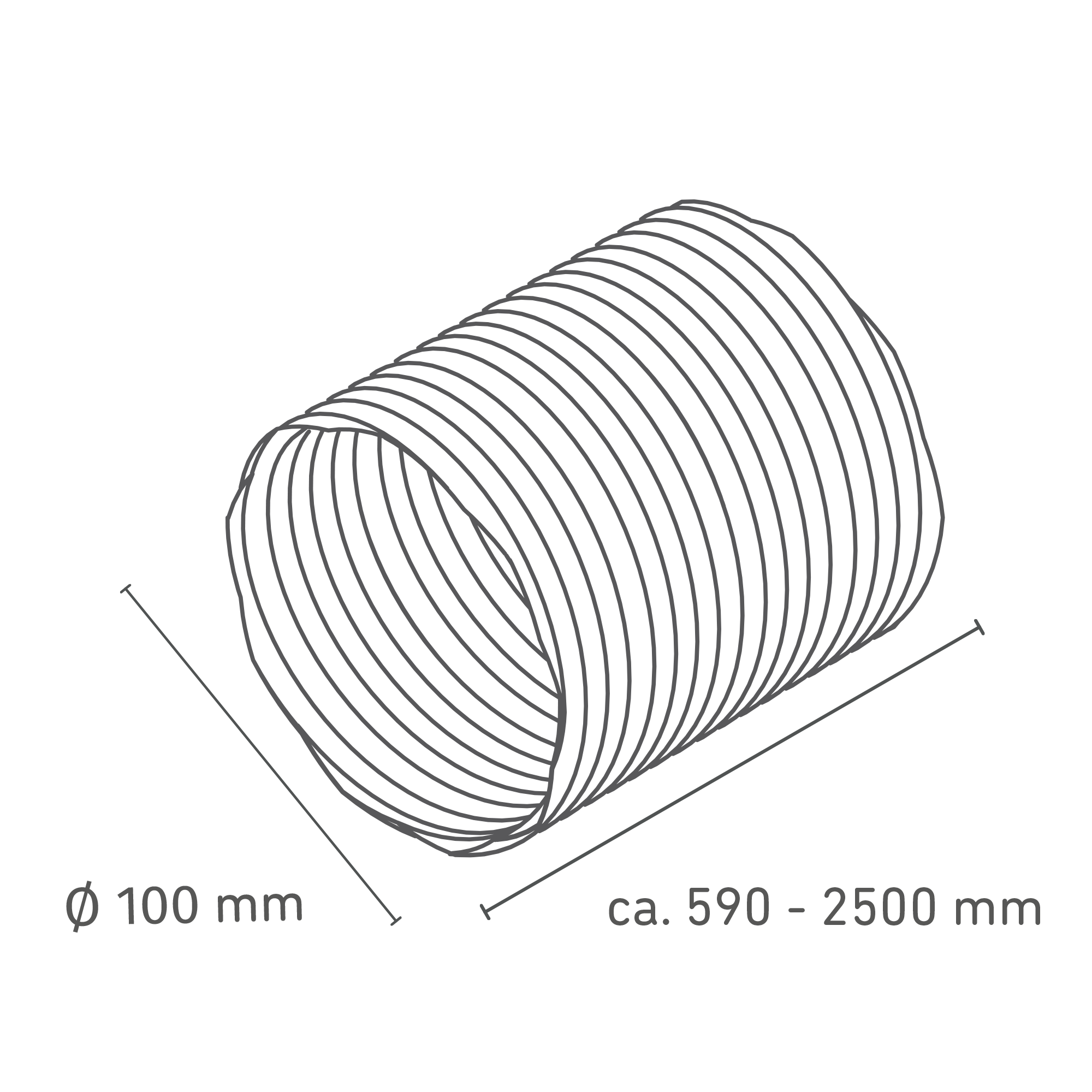 Flexible Luftleitung Ø 100 x 590-2500 mm