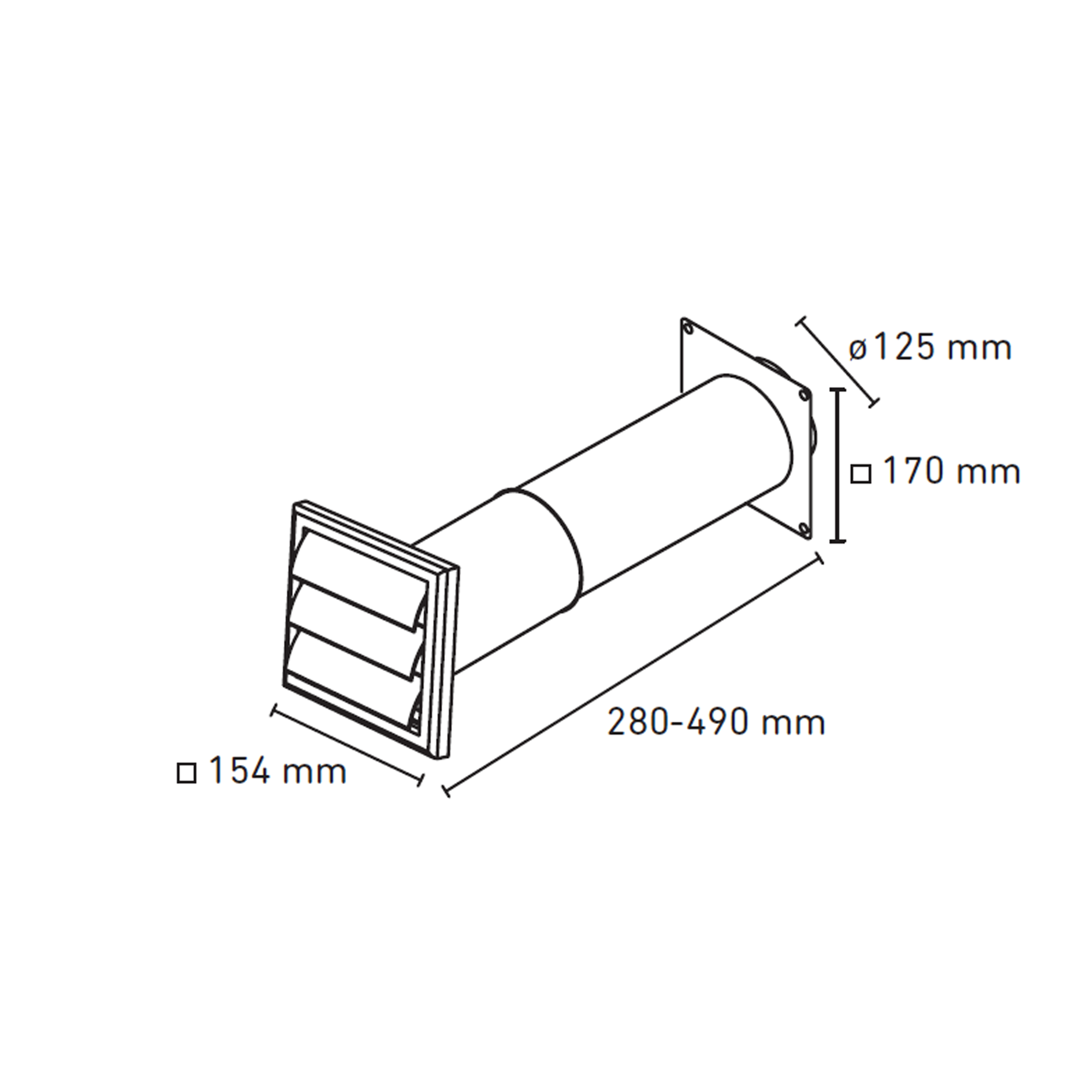 Mauerdurchführungsset mit Rückschlagklappe, Ø 125 mm
