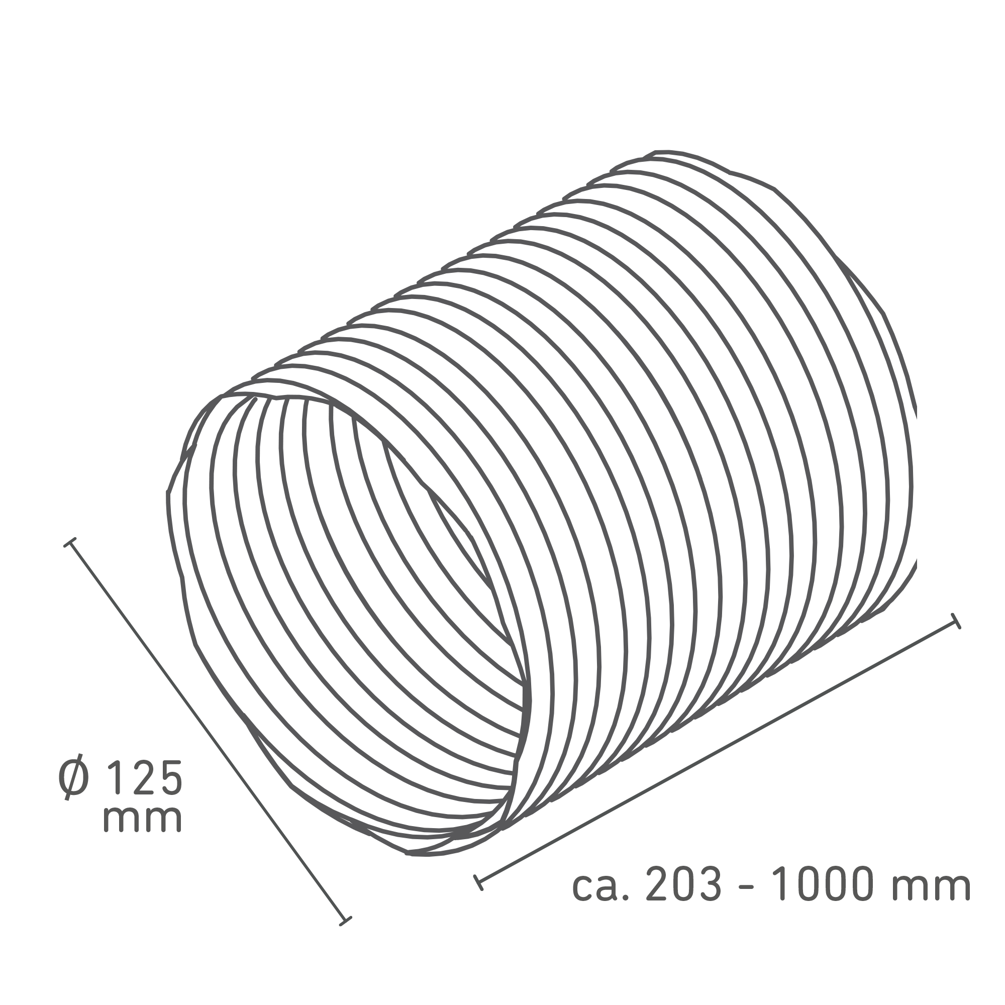 Flexible Luftleitung Ø 125 x 230-1000 mm