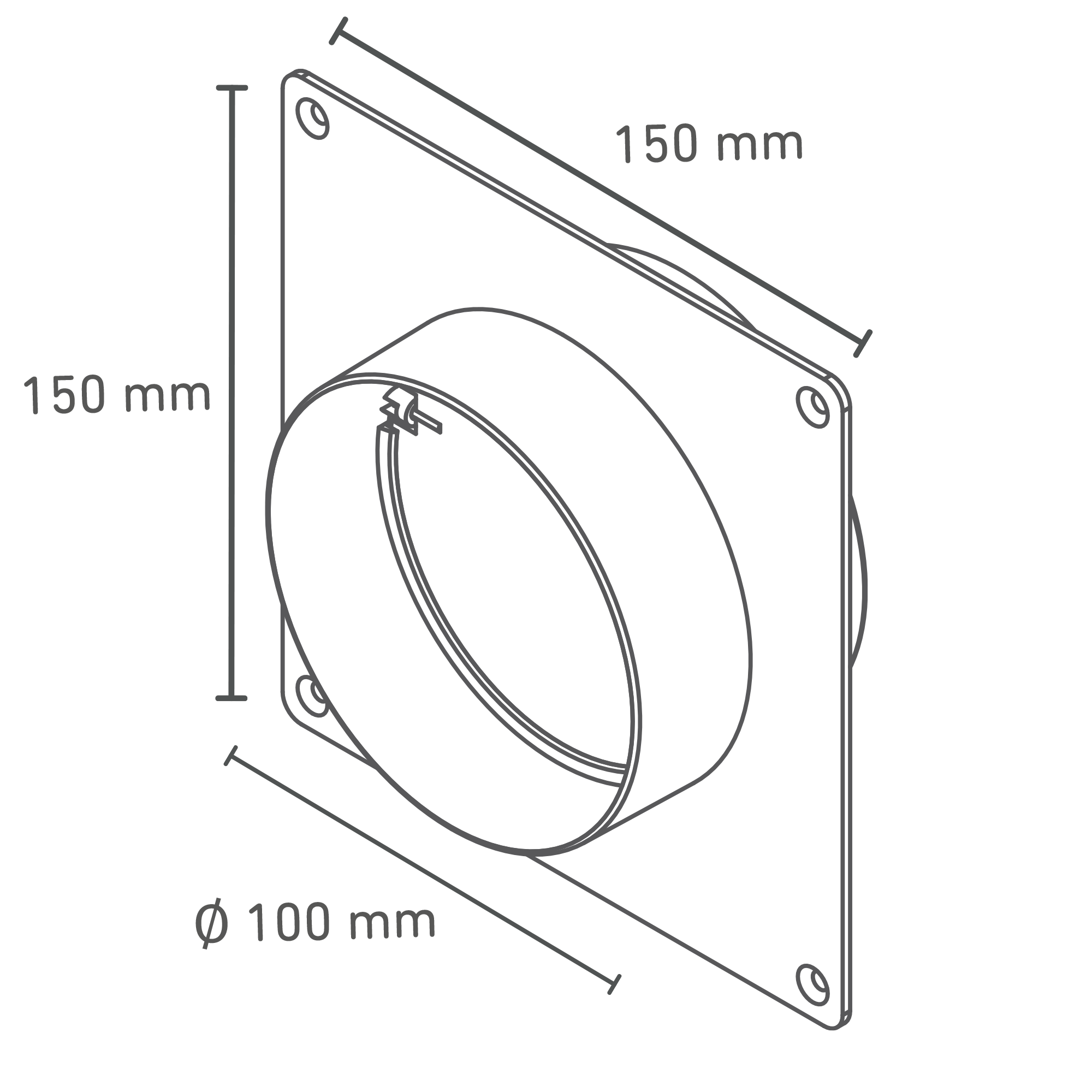 Maueranschluss für Rohre Ø 100 mm mit Rückschlagklappe