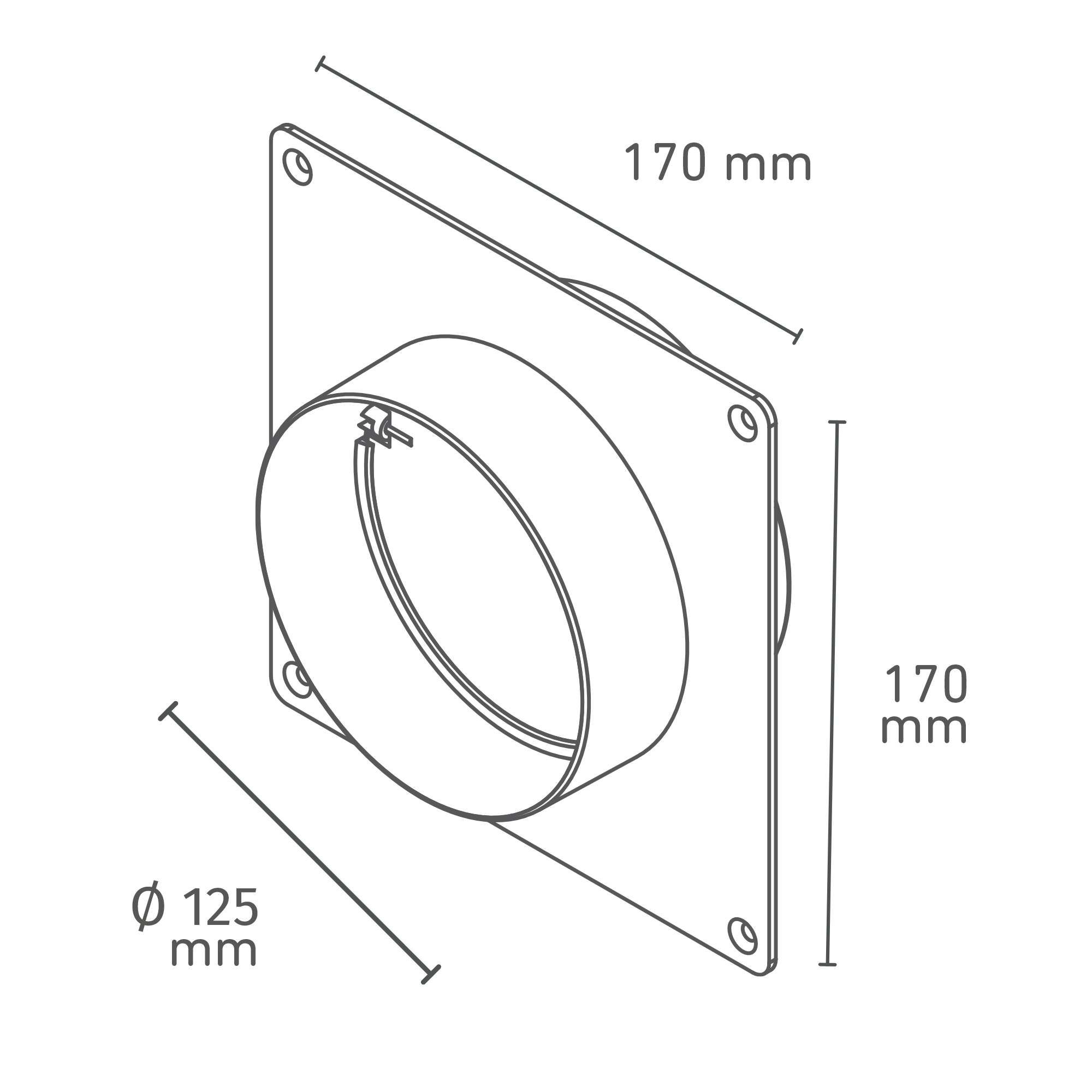 Maueranschluss für Rohre Ø 125 mm mit Rückschlagklappe