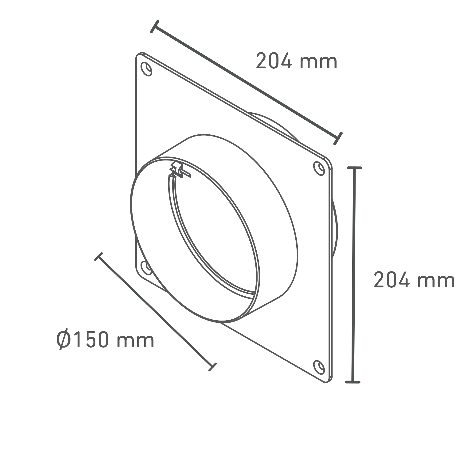 Maueranschluss für Rohre Ø 150 mm mit Rückschlagklappe