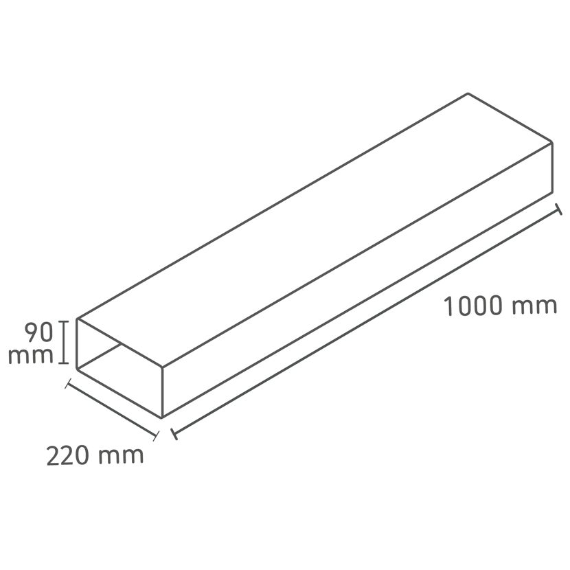 Flachkanal 220 x 90 x 1000 mm
