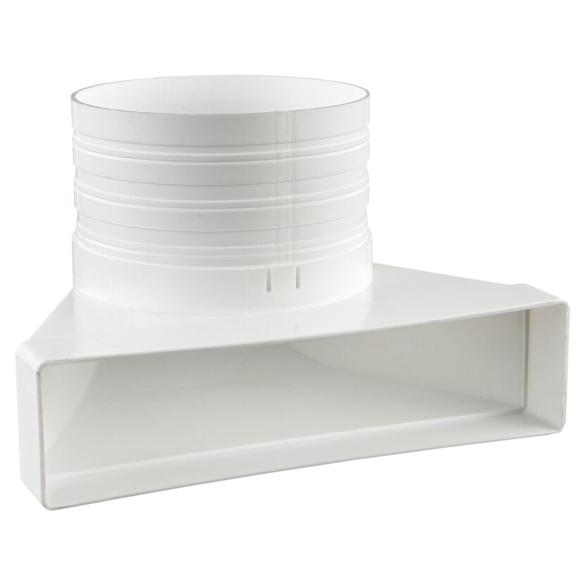 Weißes Umlenkstück 220 x 54 mm mit Stutzen