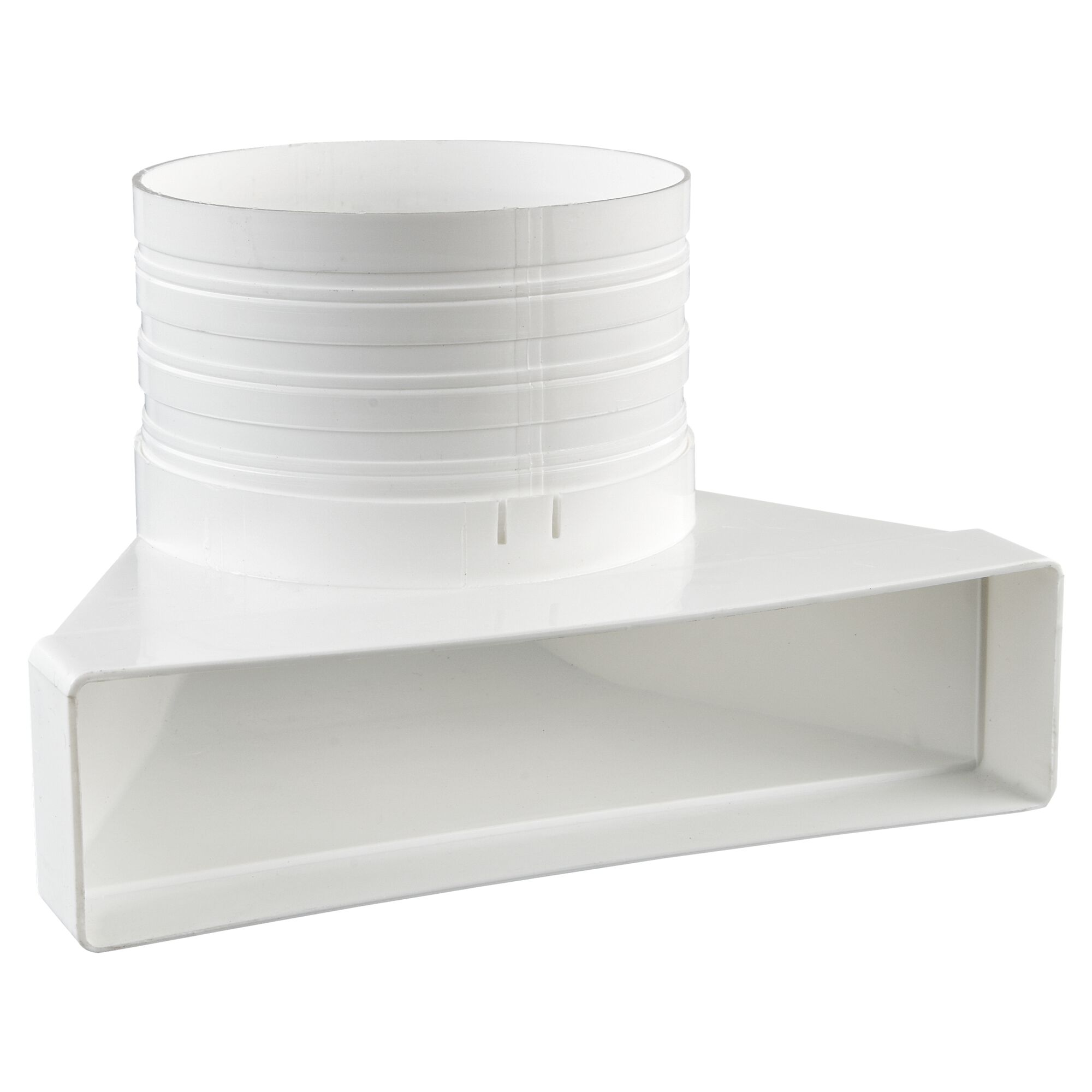 Weißes Umlenkstück 220 x 54 mm mit Stutzen