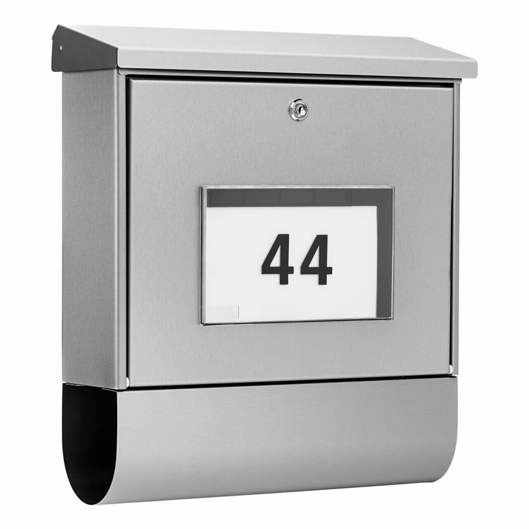 Briefkasten aus Edelstahl mit der Nummer 44