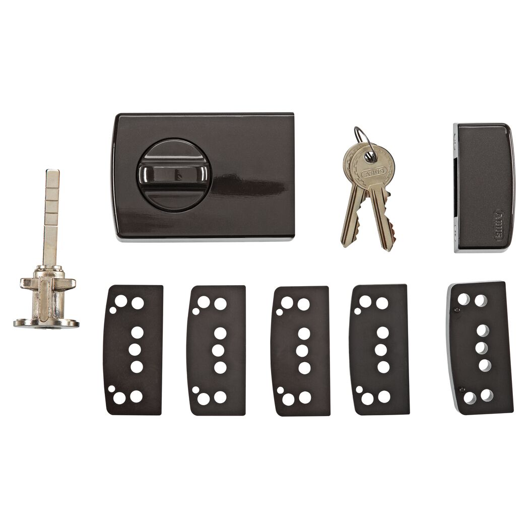 ABUS Türzusatzschloss 2110 braun mit Schlüsseln und Montageteilen