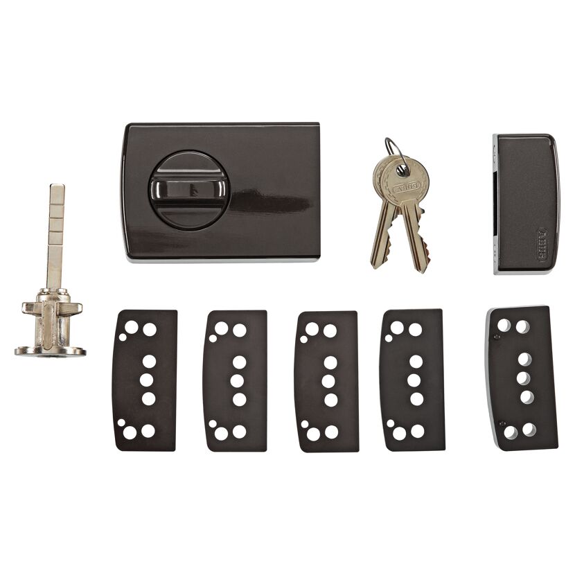 ABUS Türzusatzschloss 2110 braun mit Schlüsseln und Montageteilen