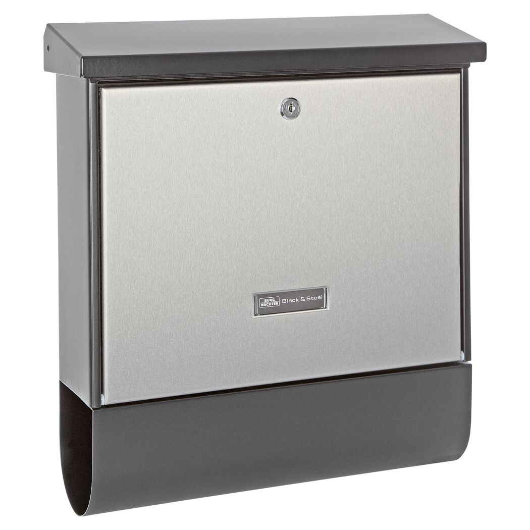 Burg-Wächter Briefkasten 'London-Set' schwarz/edelstahlfarben