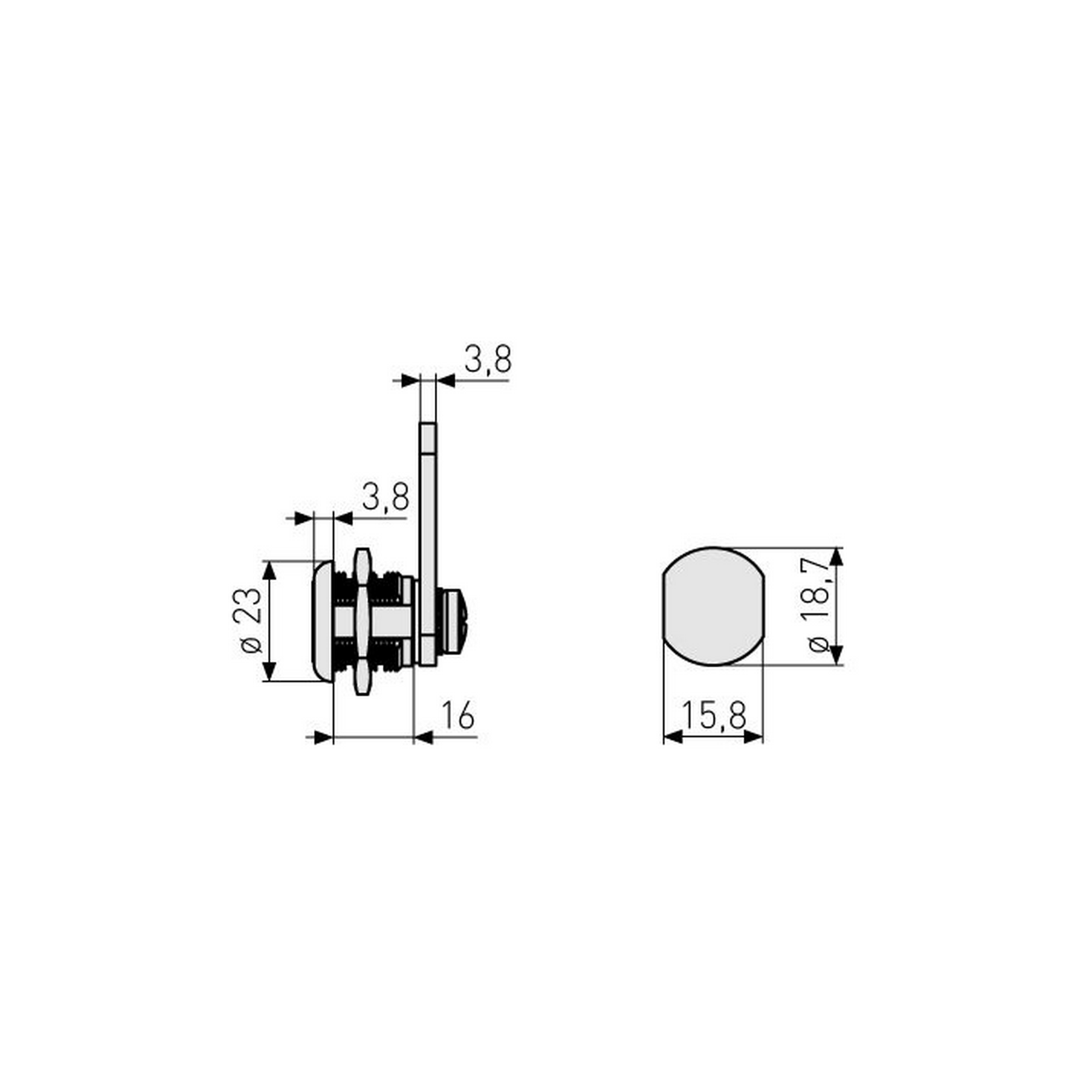 Universal-Hebelzylinder 'UHZ20' Zink vernickelt Ø 15,8 mm + product picture