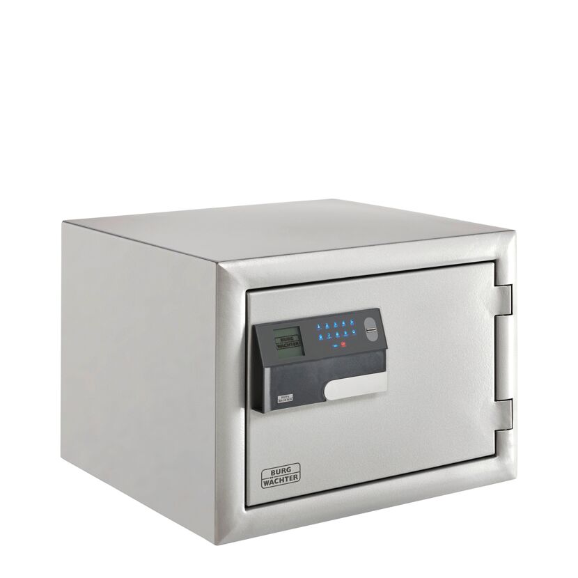 Grauer Safe mit elektronischem Zahlenschloss