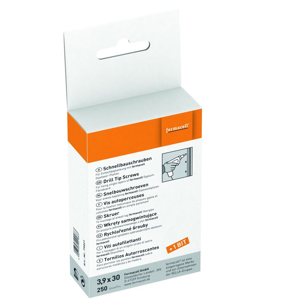 Schnellbauschraubenset Ø 3,9 x 30 mm 250 Stück inkl. Bit
