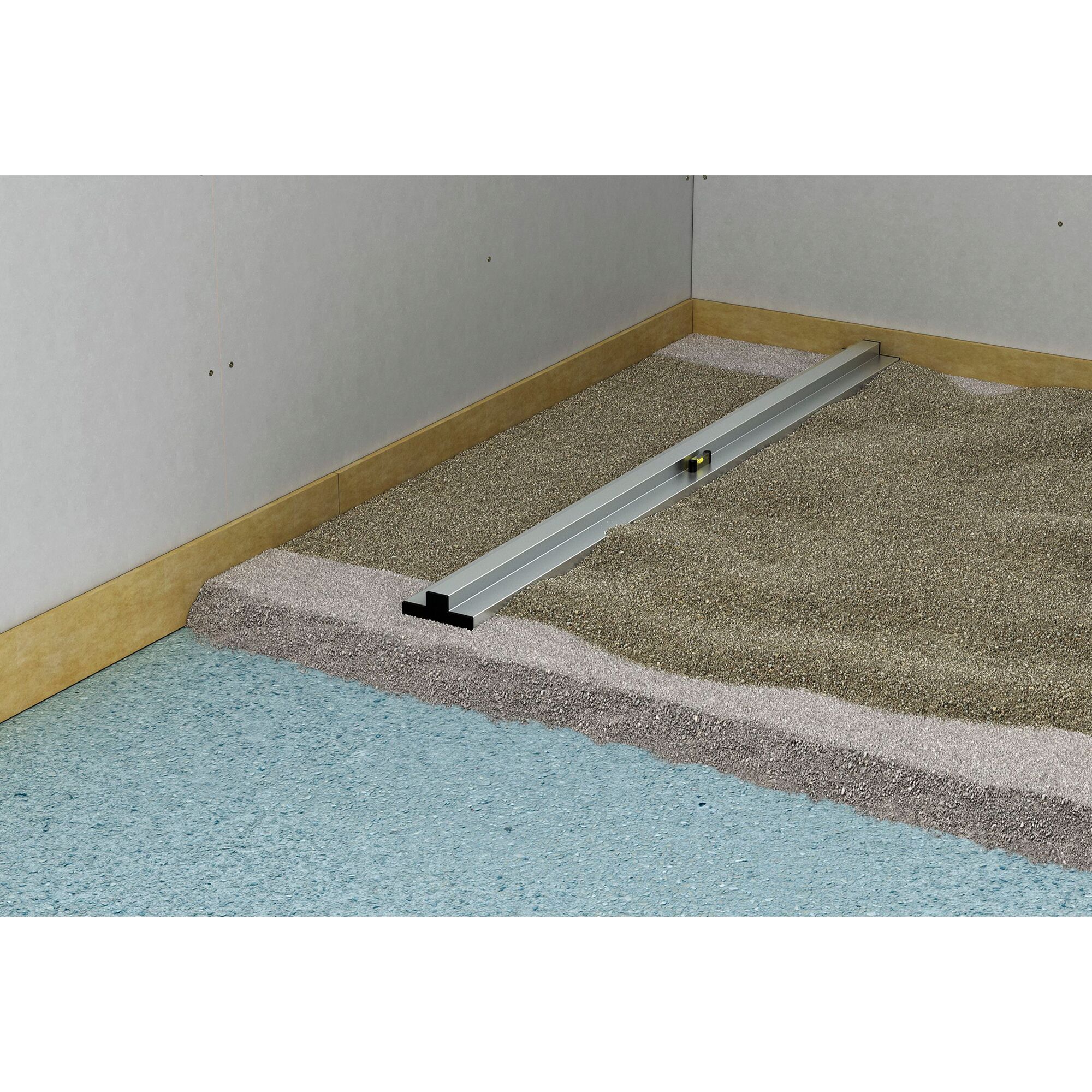 Gebundene Schüttung mit Wasserwaage