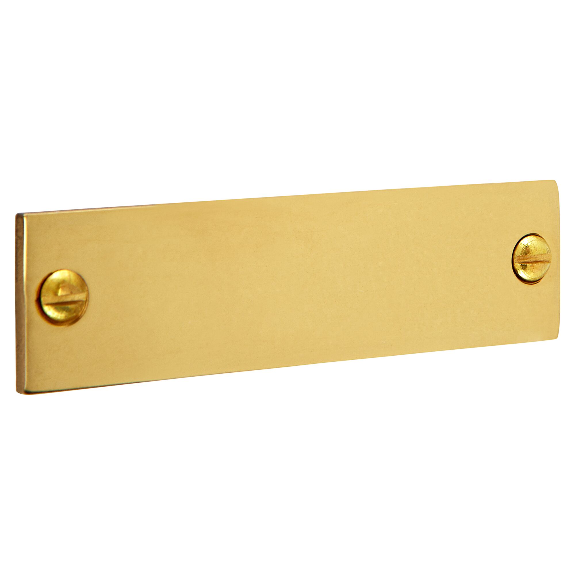 Leeres Messingschild mit zwei Schrauben.