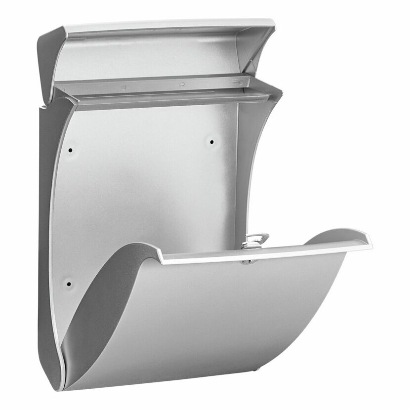Silberner Briefkasten Swing 4906 geöffnet