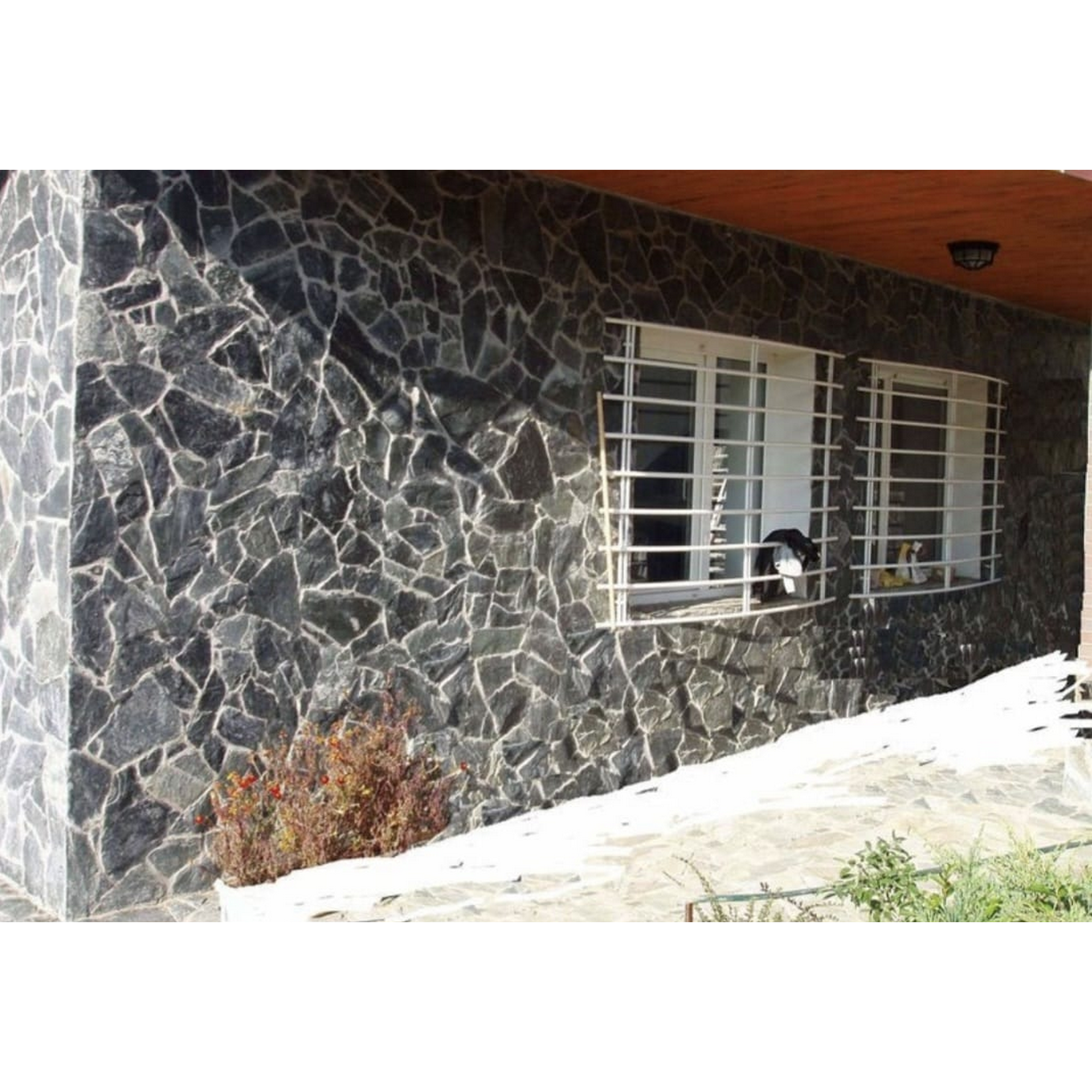 Polygonalplatte Stein anthrazit/weiß 40 x 29 x 1 cm