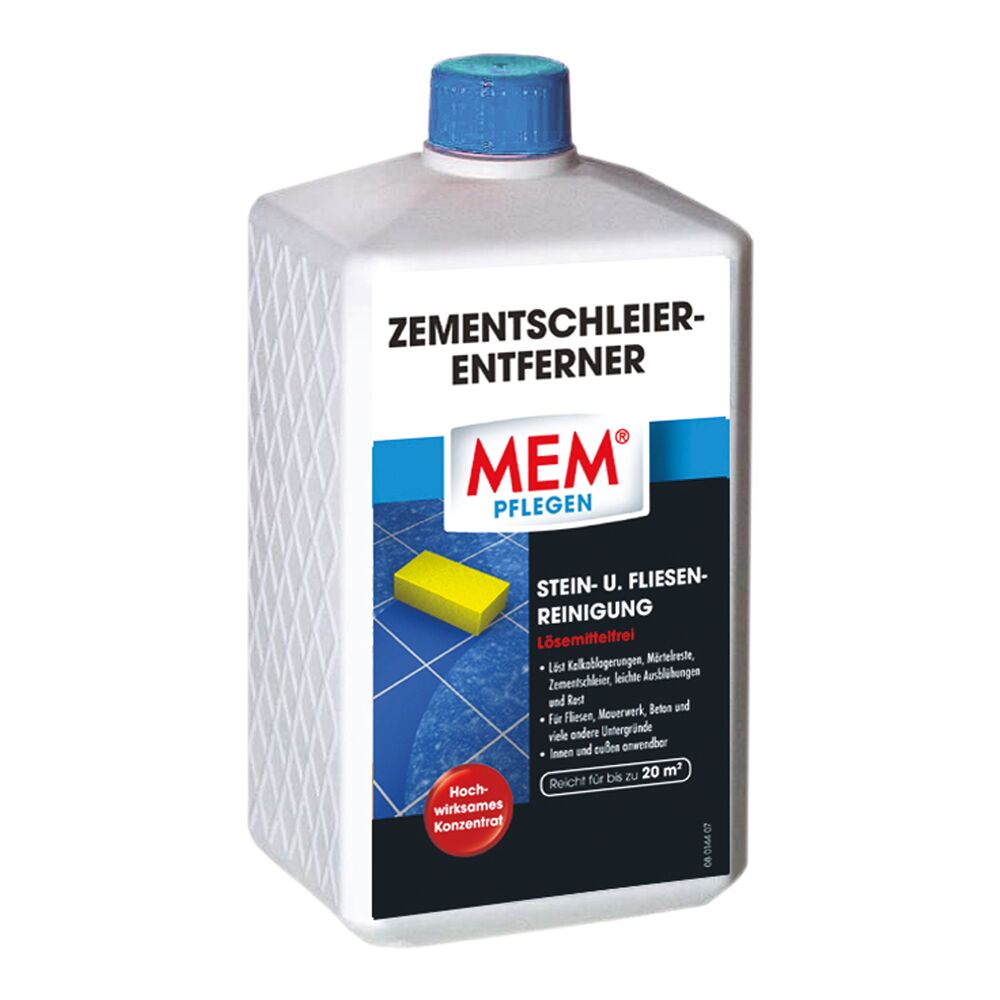 MEM Zementschleier-Entferner, Flasche und Schwamm
