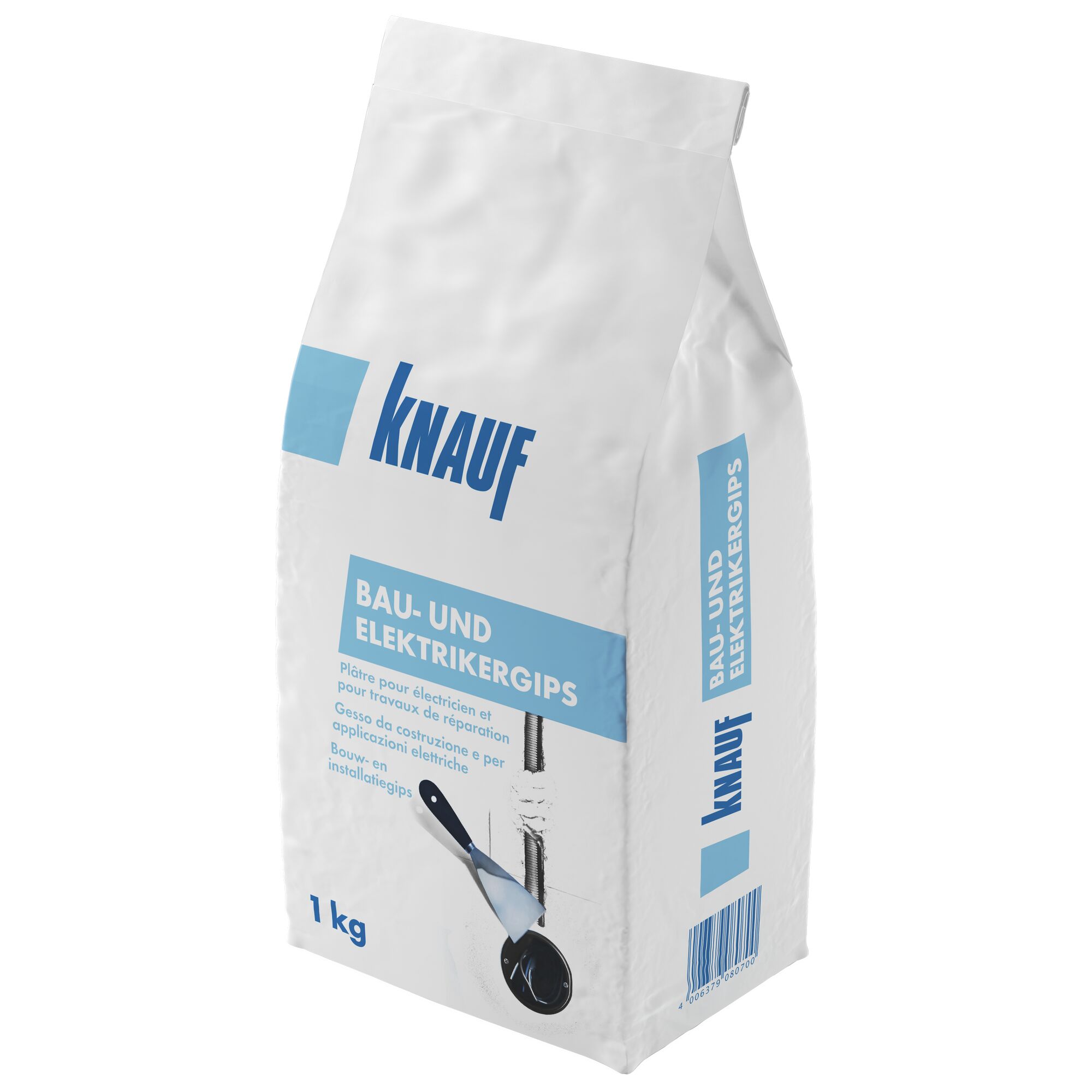 Knauf Bau- und Elektrikergips, 1 kg, mit Spachtel