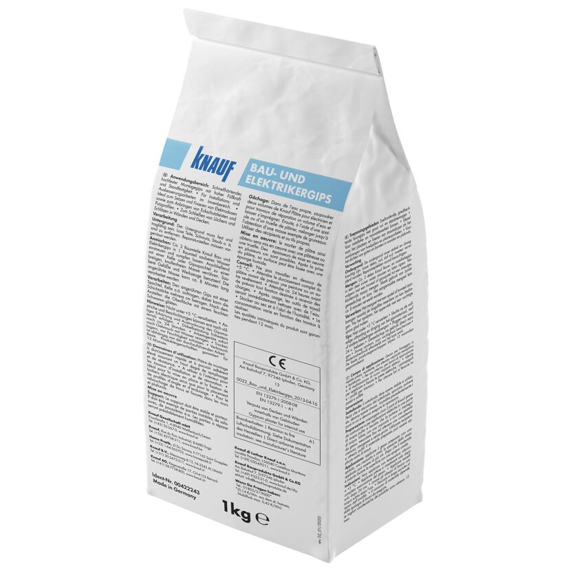 Knauf Bau- und Elektrikergips, 1 kg Beutel