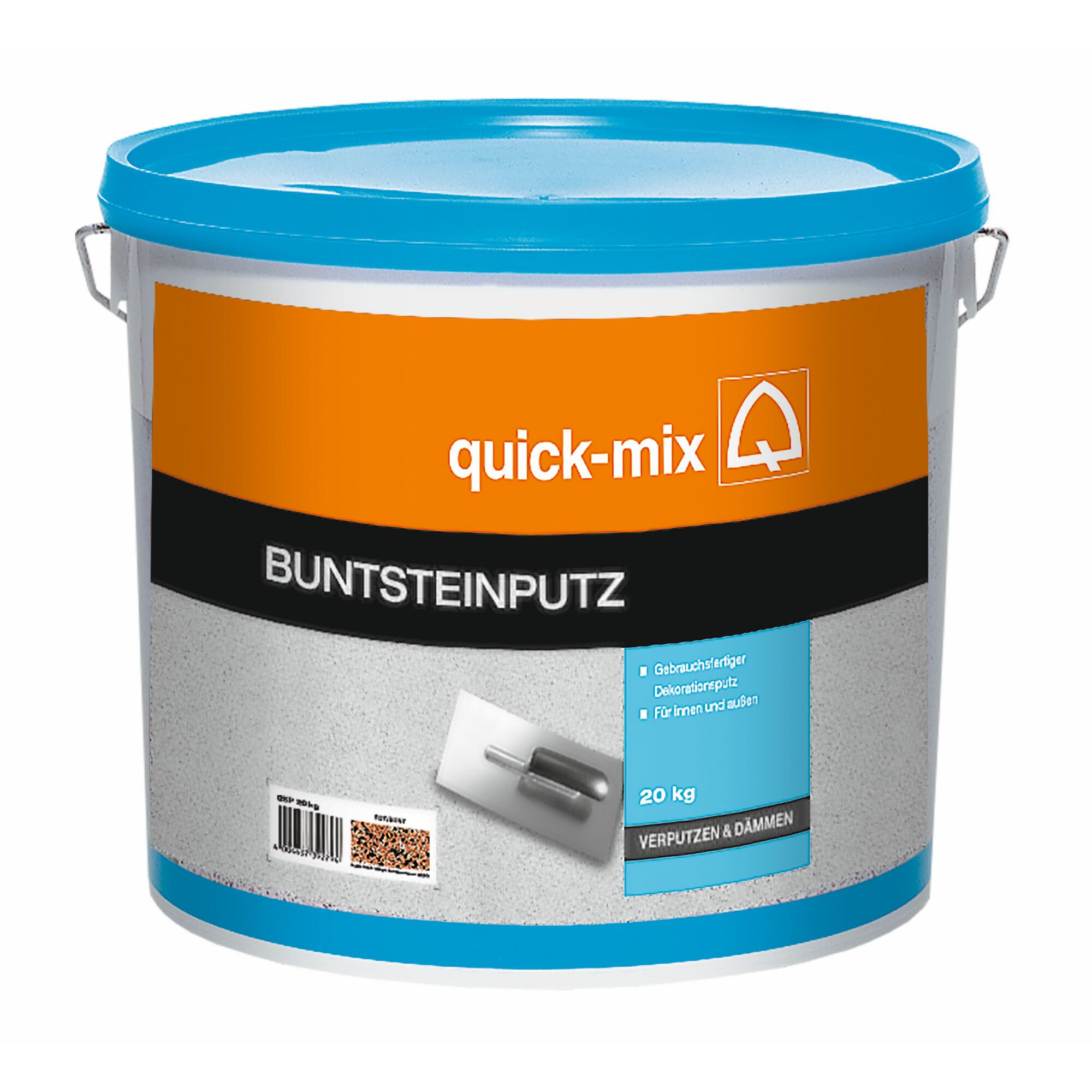 Eimer mit quick-mix Buntsteinputz und Kelle