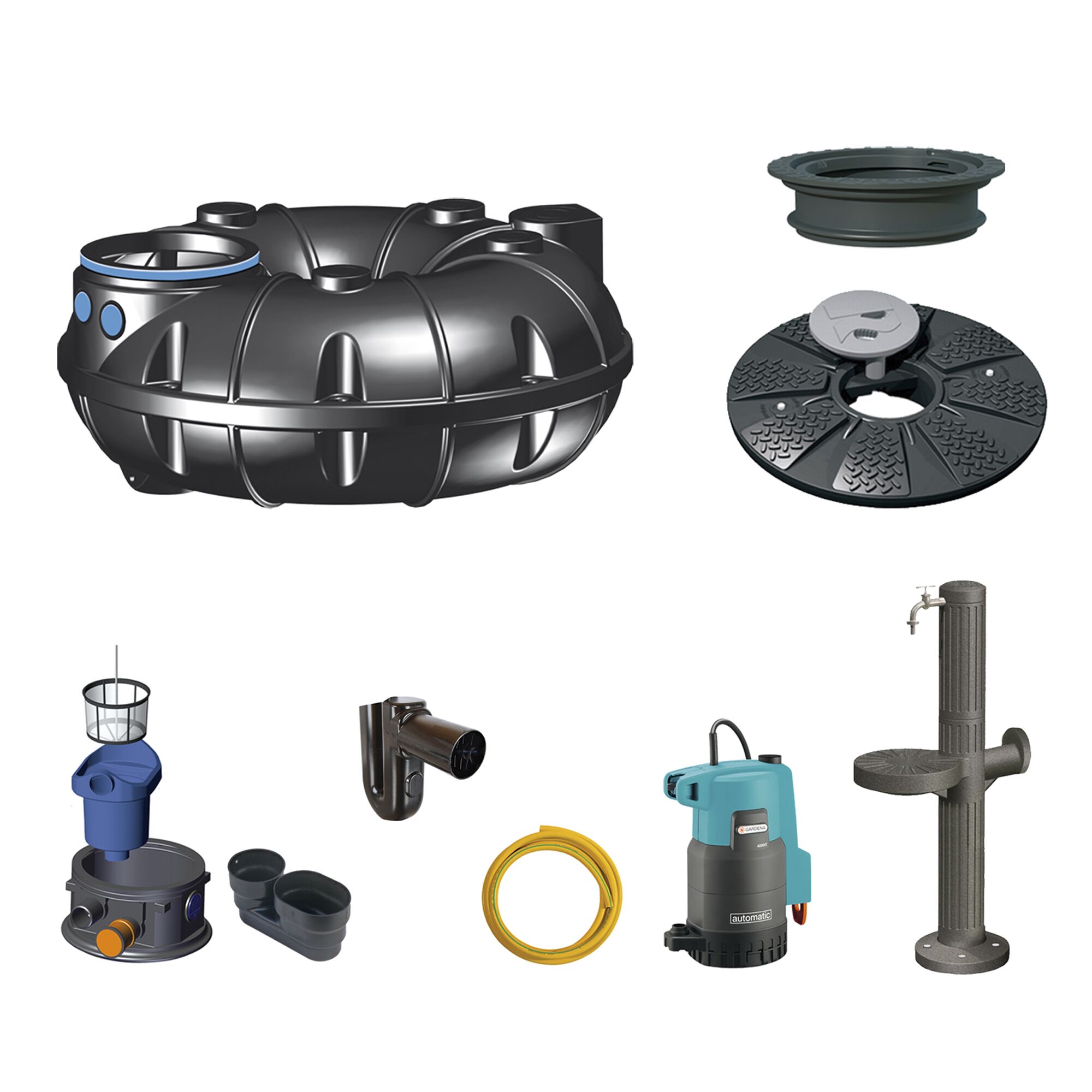 Gartenanlage NEO Premium 1500 Liter mit Pumpe und Zubehör