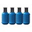 Vier blaue Erdtanks nebeneinander mit schwarzen Deckeln.