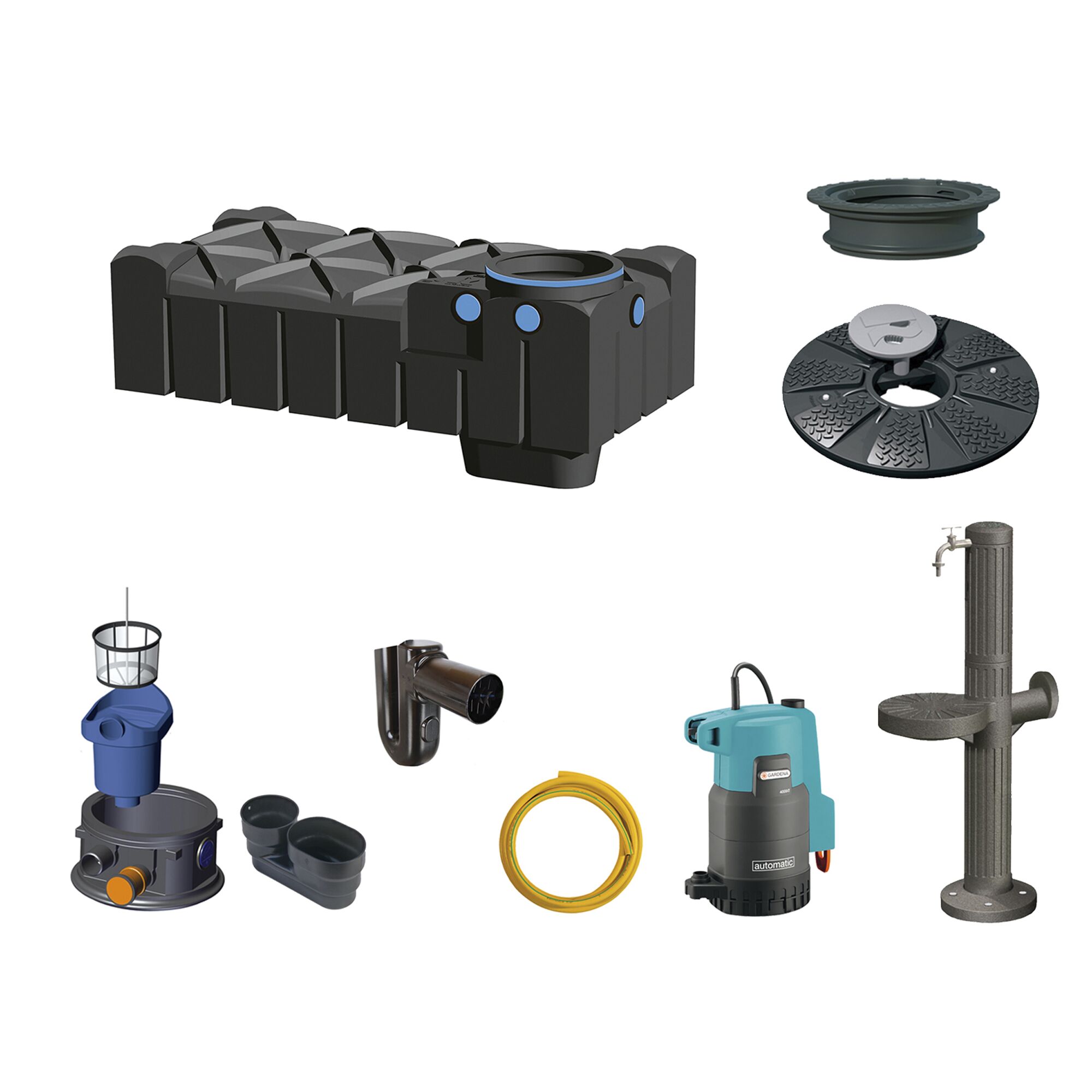 Komponenten der F-LINE Gartenanlage Typ 1500