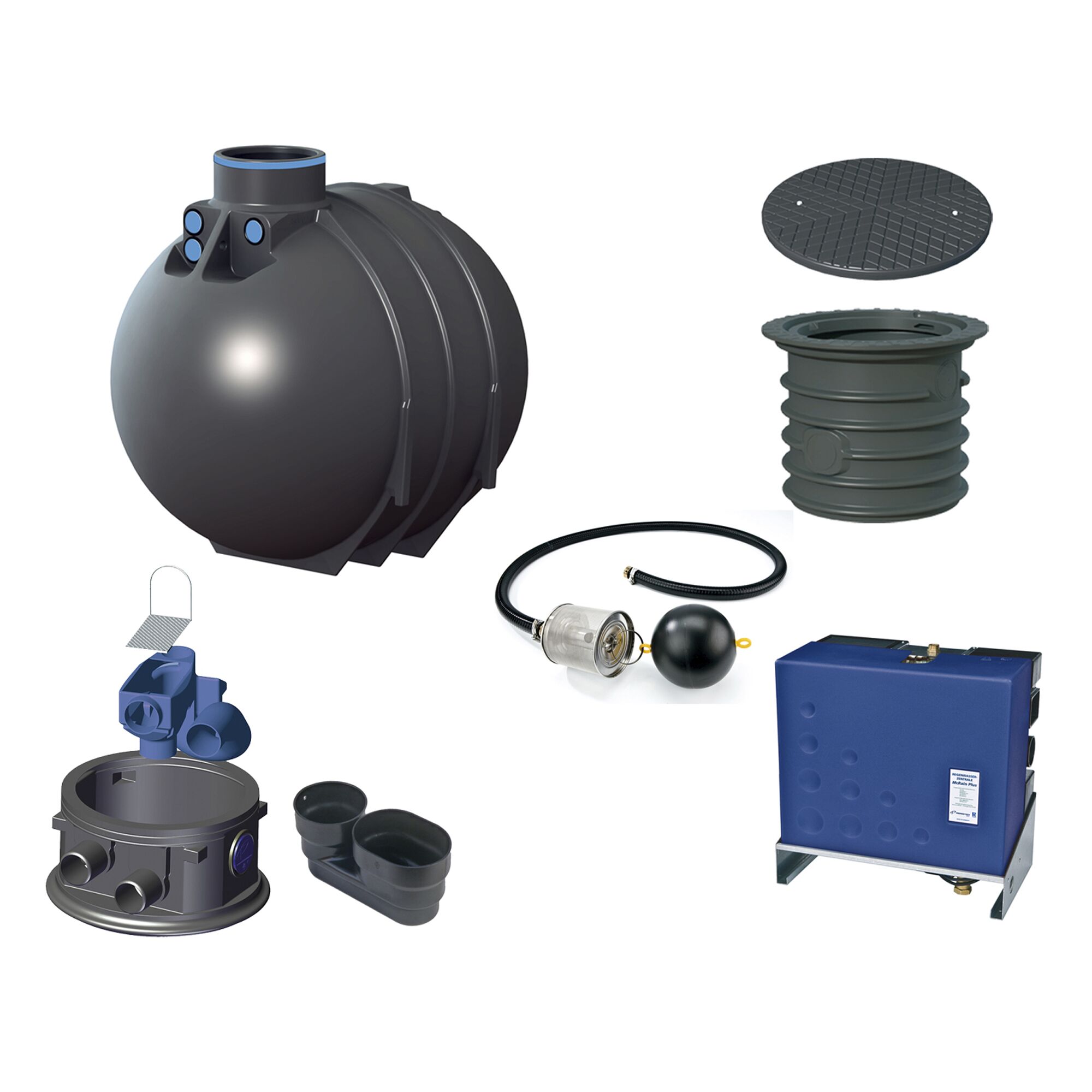 Komponenten einer Hausanlage für Regenwasser