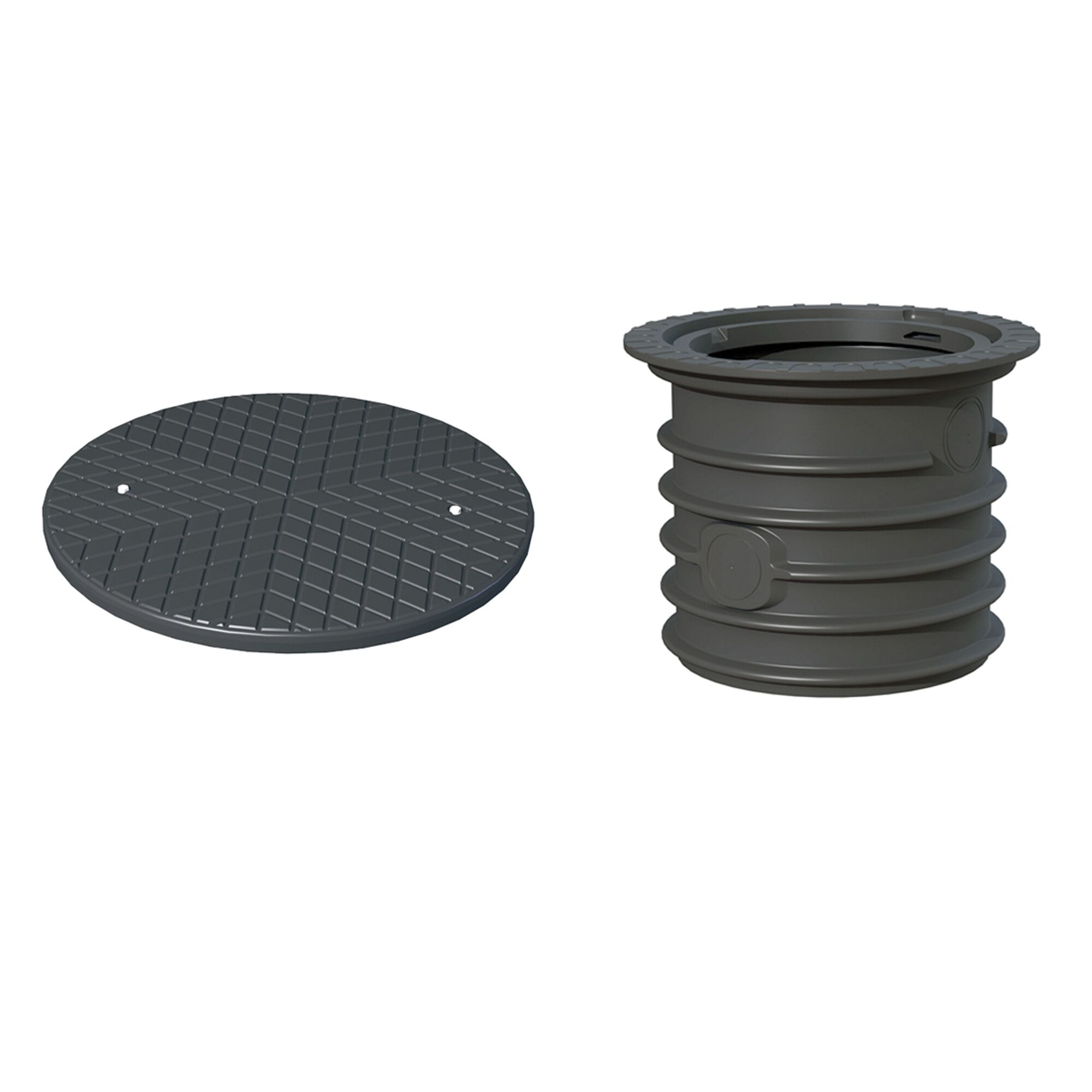 Runder, grauer Thermodeckel und Schachtring