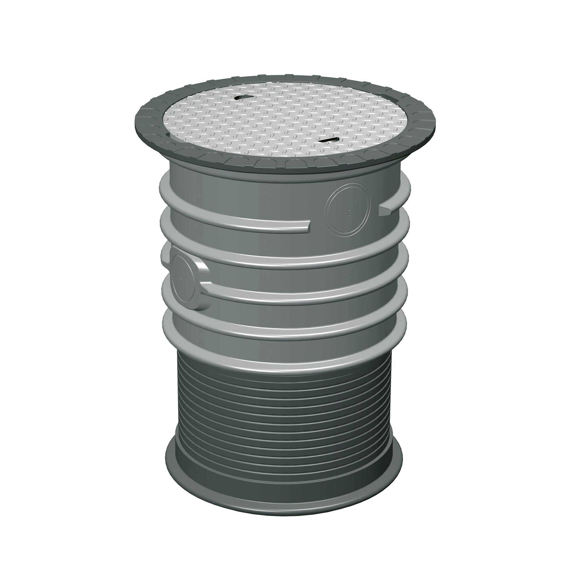 Grauer Kontrollschacht mit Deckel