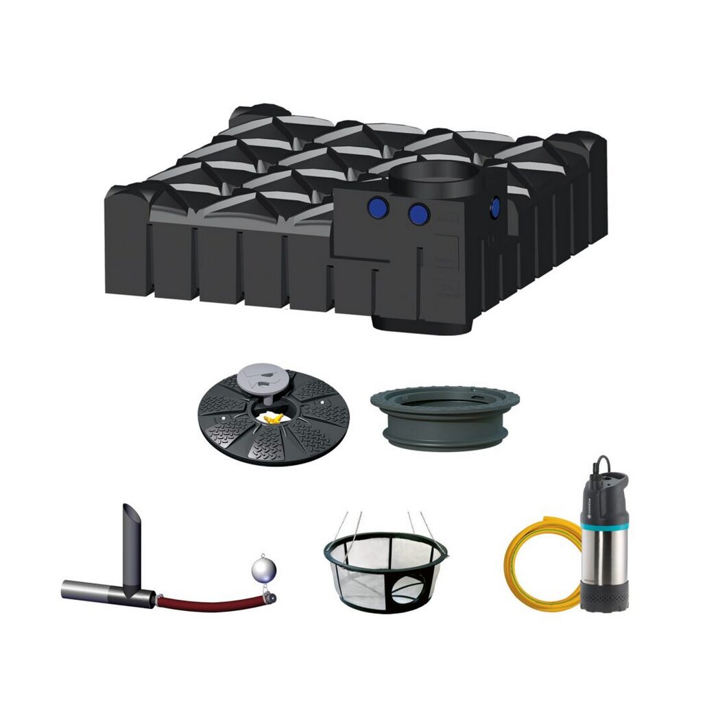 Gartenanlage 'F-Line Basic Retention' 3.000 Liter 240 x 240 x 88 cm