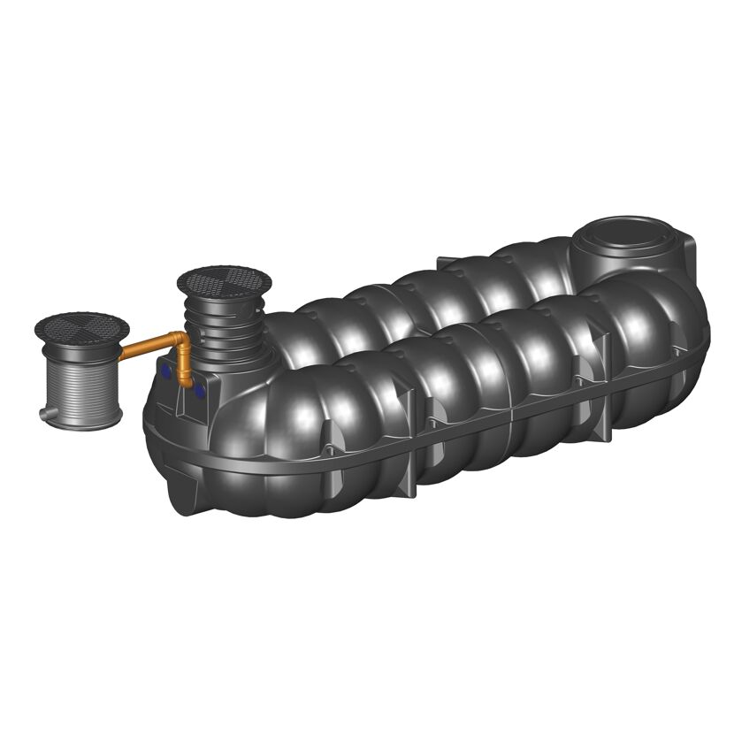 Schwarzer Retentionsschacht mit Pumpe