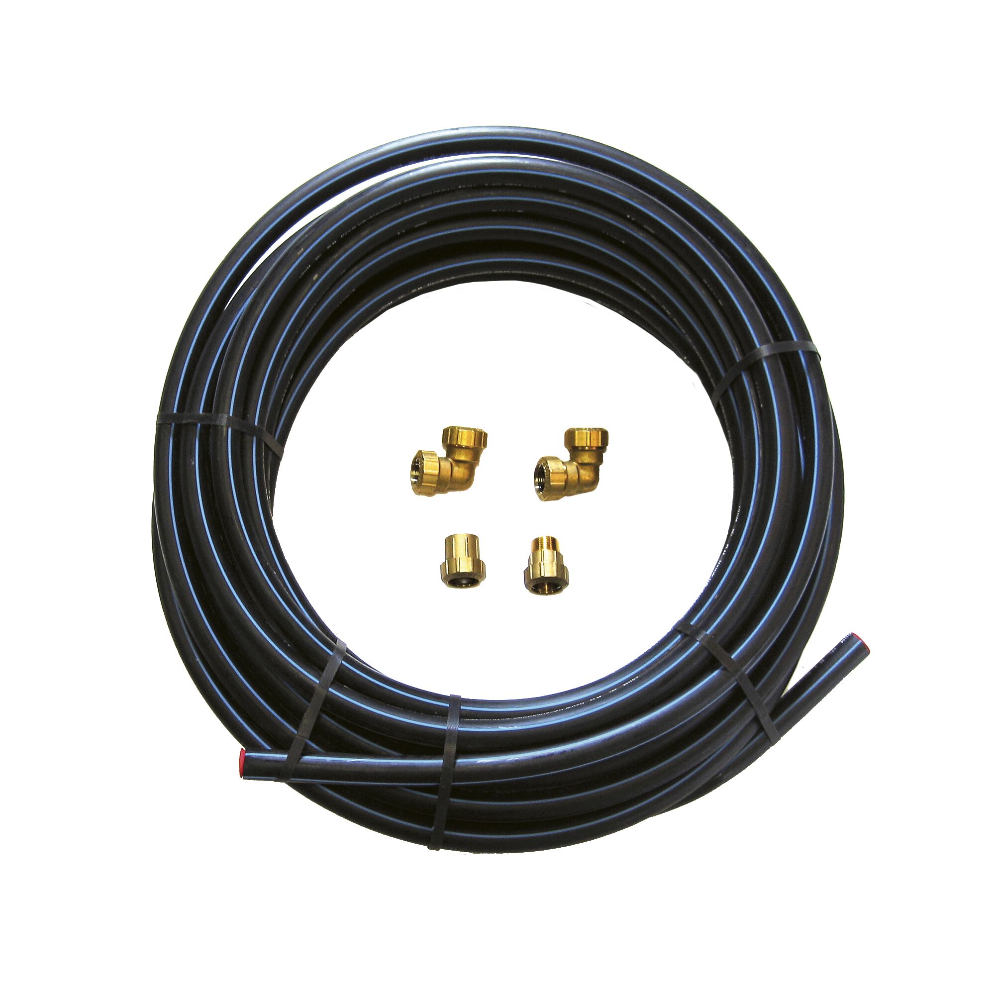 Schwarzer PE-Schlauch mit Anschlüssen