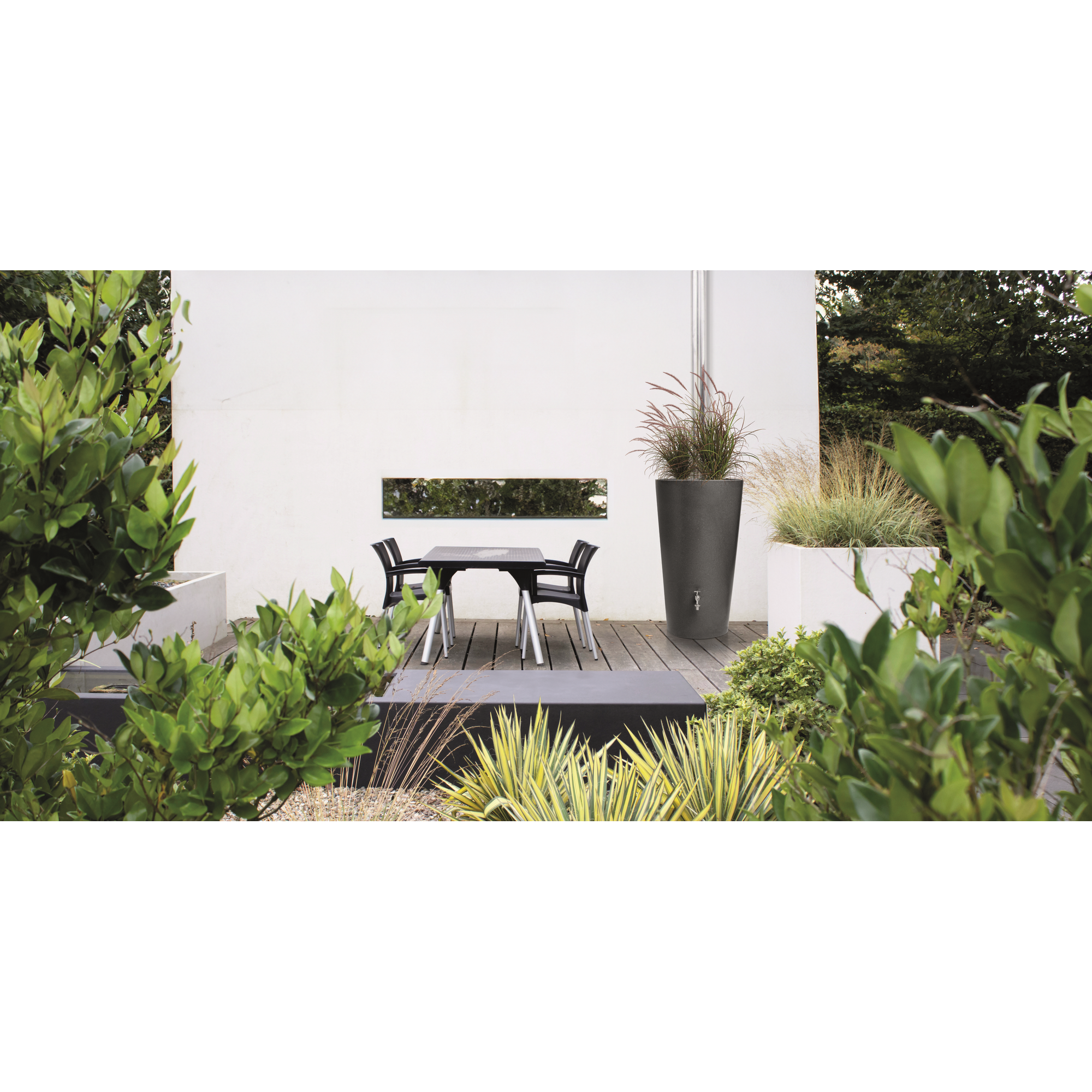 Regentonne 'Rainbowl Flower' betongrau 150 l