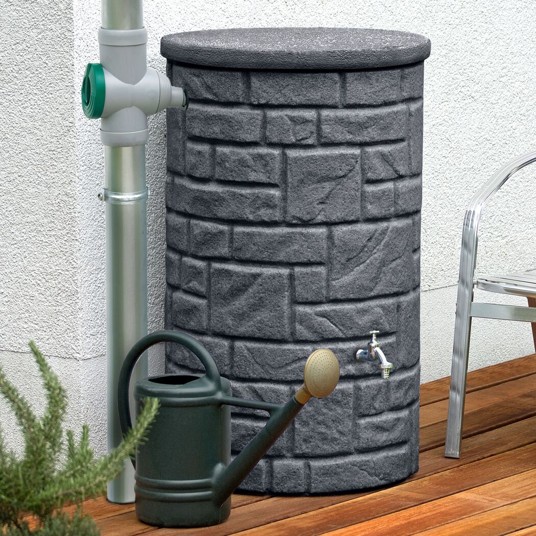 Regentonne Arcado 230 L black granit mit Gießkanne