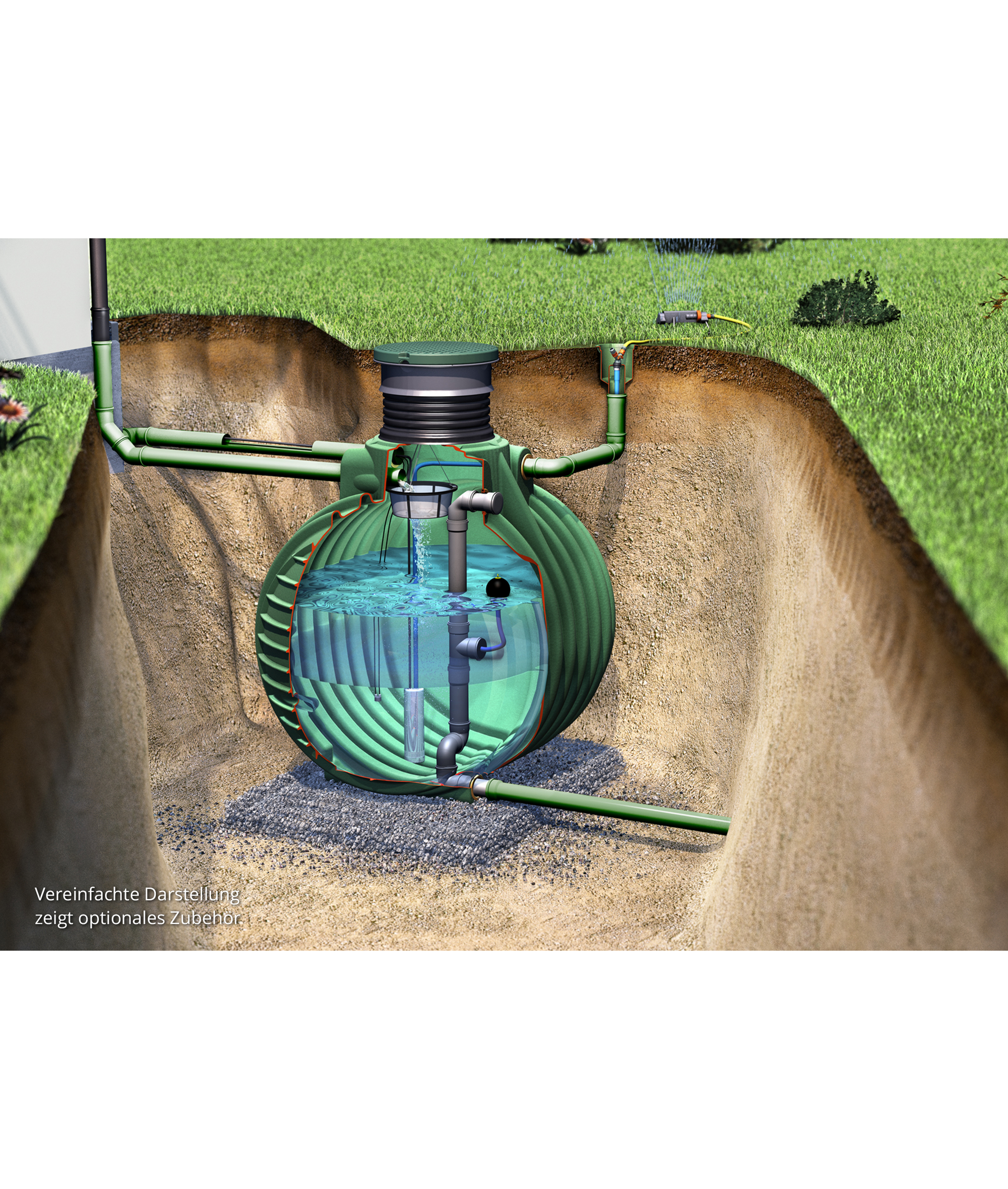 Retentionszisterne 'Columbus Plus' grün 3700 l