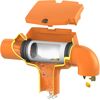 SUPRA-Filter intern im orangen Abflussrohr