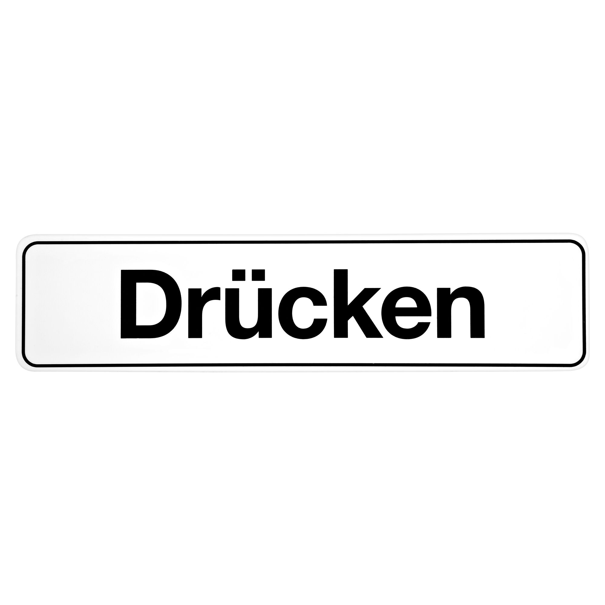Schild mit der Aufschrift "Drücken"