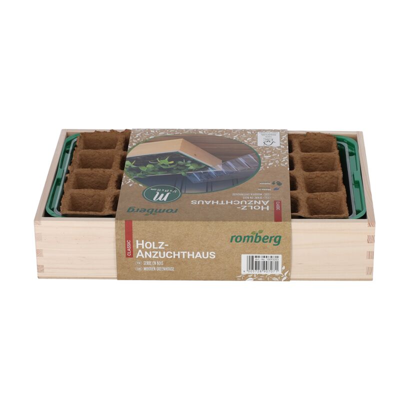 Romberg Holz-Anzuchthaus mit Töpfen