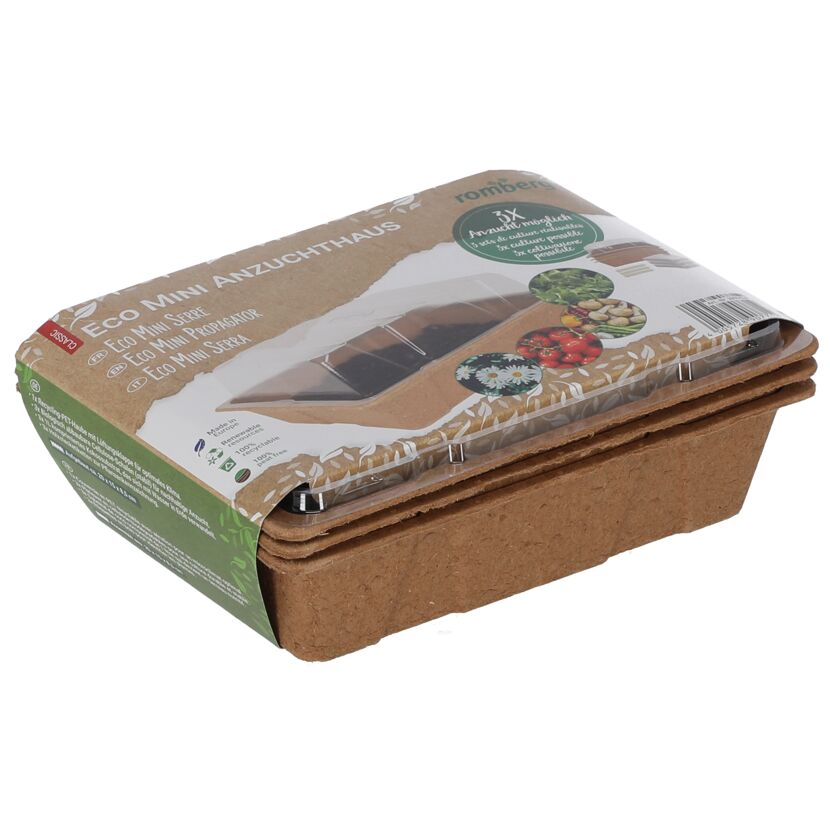 Drei Mini Gewächshäuser aus Pappe