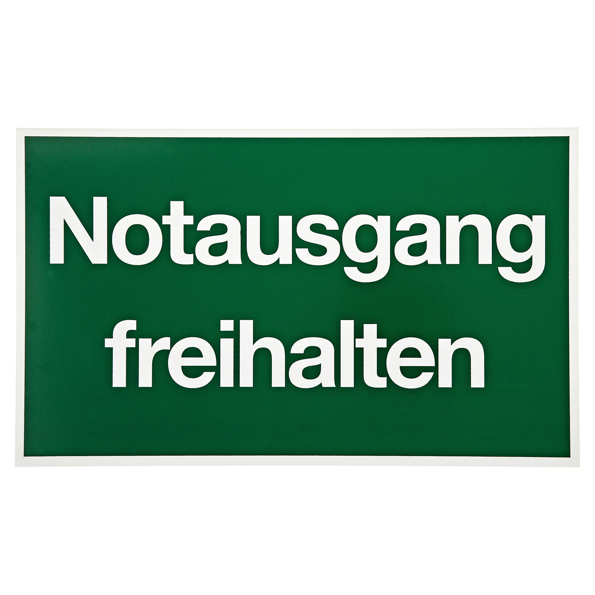 Grünes Schild "Notausgang freihalten"
